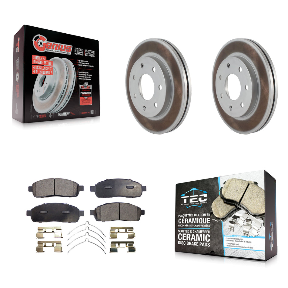 Front Coated Disc Brake Rotors And Ceramic Pads Kit For Ford F-150 Lincoln Mark LT 4WD KGT-100093