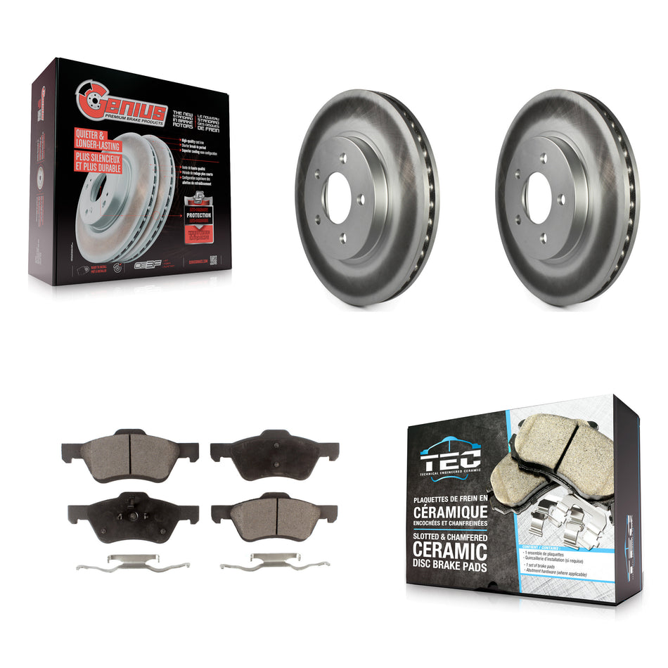 Front Coated Disc Brake Rotors And Ceramic Pads Kit For Ford Escape Mercury Mariner KGT-100096