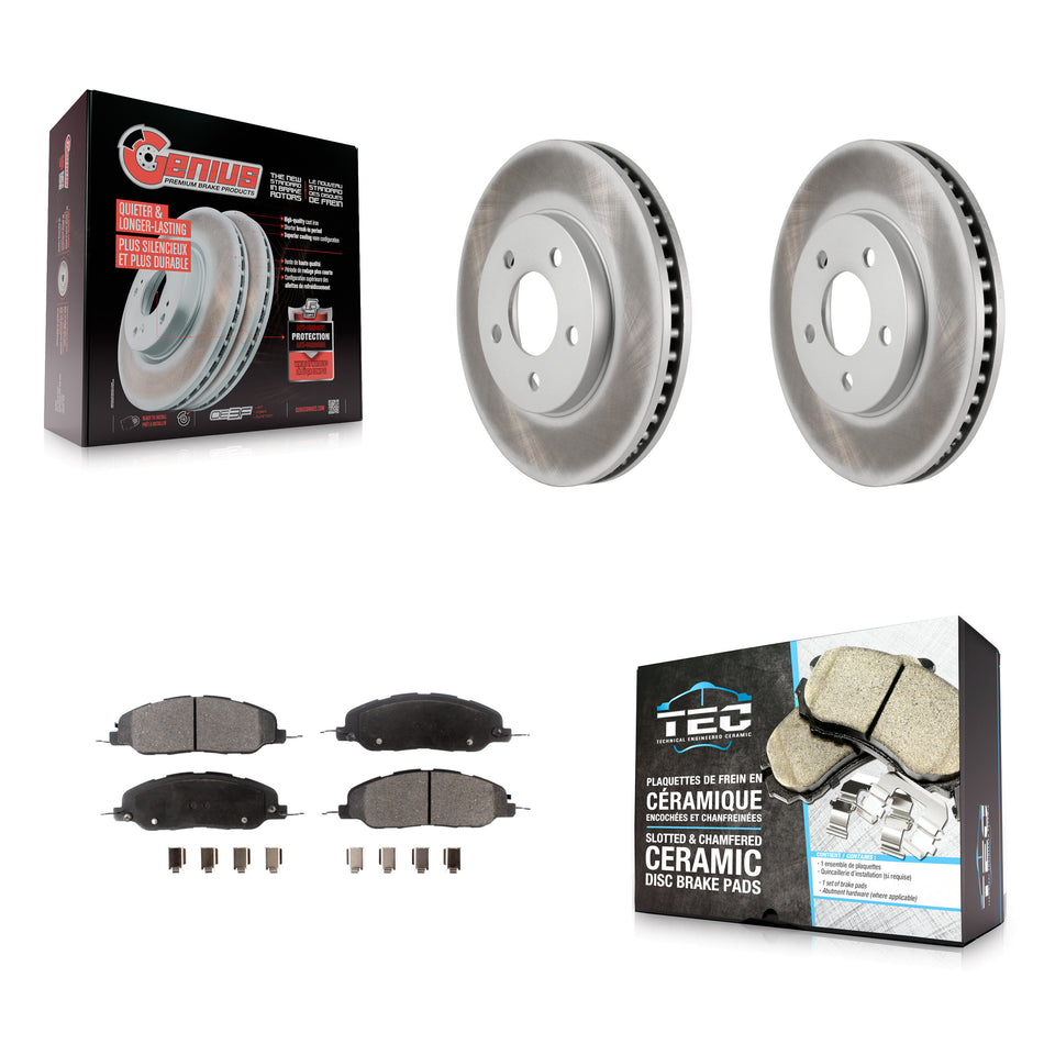 Front Coated Disc Brake Rotors And Ceramic Pads Kit For 2005-2010 Ford Mustang Base KGT-100103