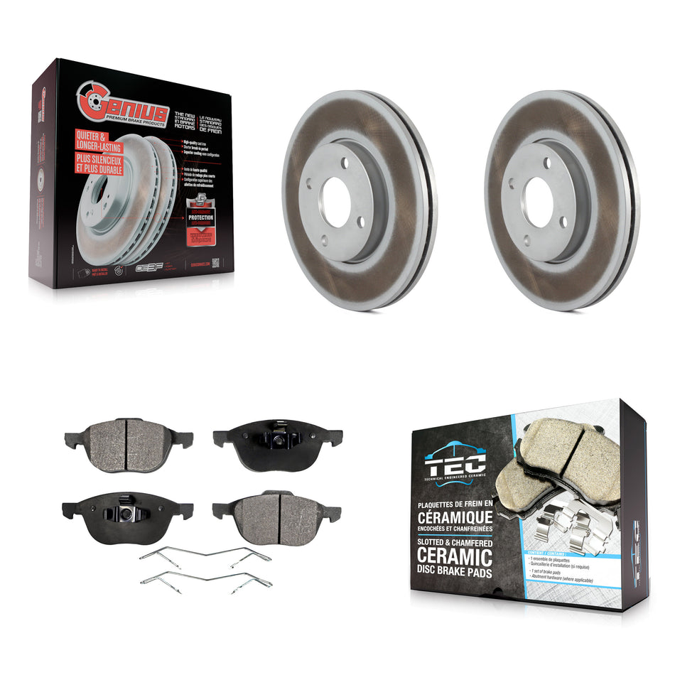 Front Coated Disc Brake Rotors And Ceramic Pads Kit For 2005-2007 Ford Focus KGT-100104