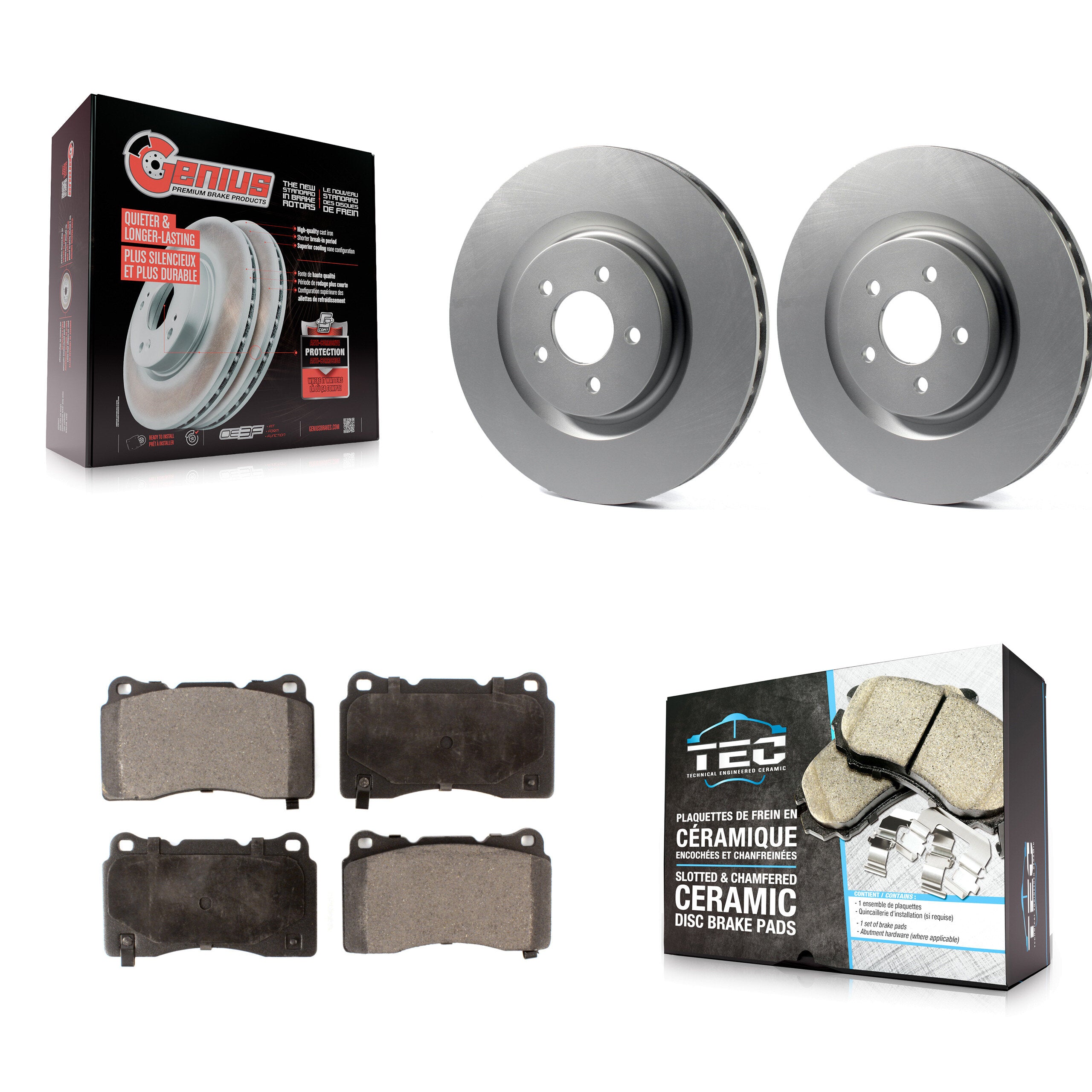 Front Coated Disc Brake Rotors And Ceramic Pads Kit For Ford Mustang KGT-100108