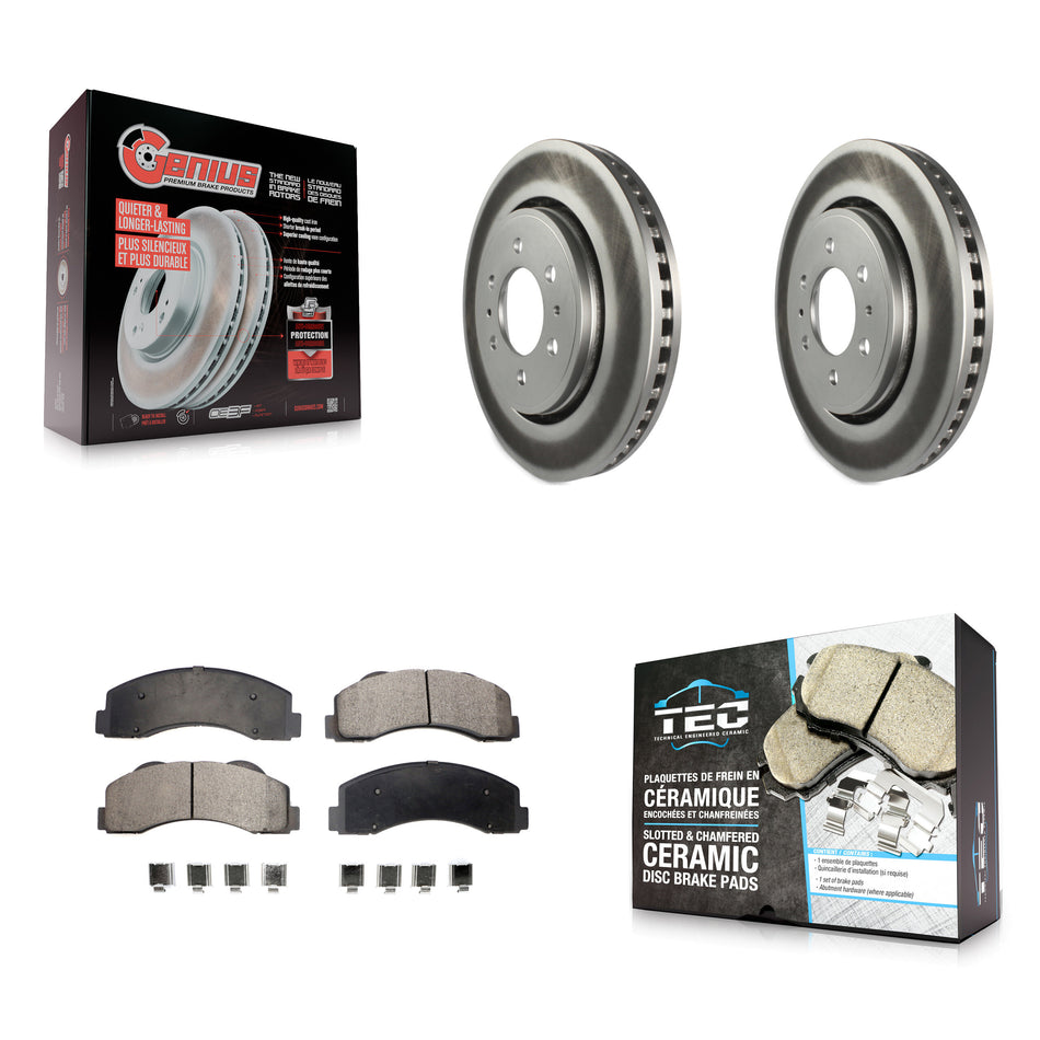 Front Coated Disc Brake Rotor Ceramic Pad Kit For Ford F-150 Expedition Lincoln Navigator KGT-100110