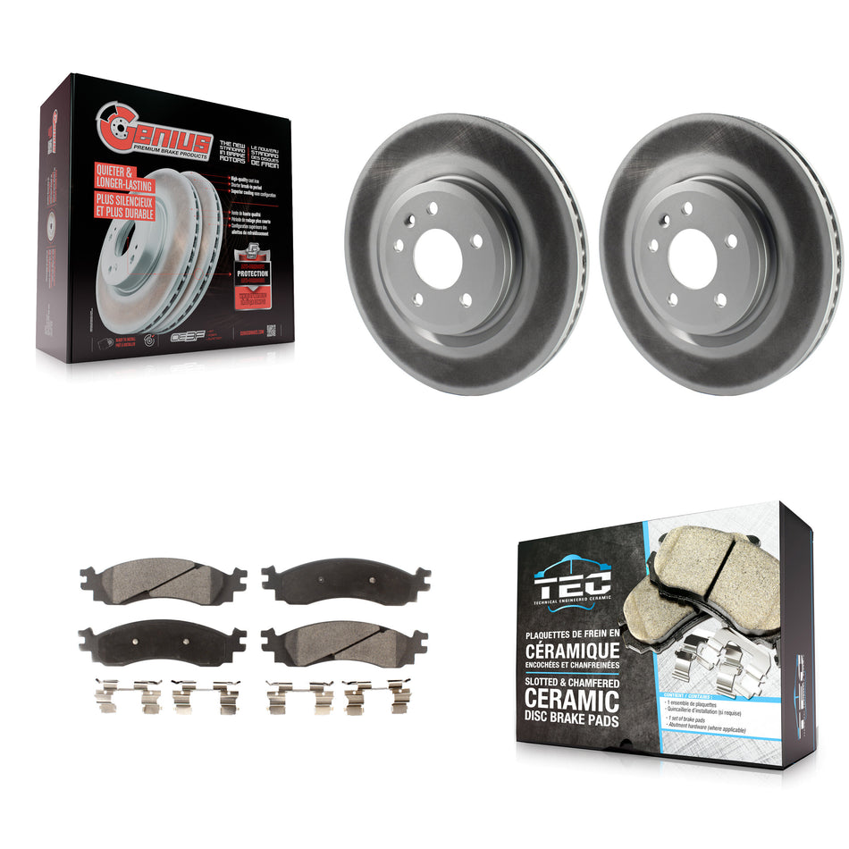 Front Coated Disc Brake Rotors And Ceramic Pads Kit For 2010-2012 Ford Taurus SHO KGT-100117