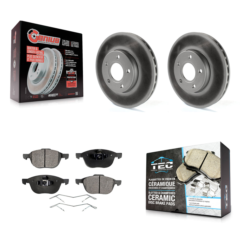 Front Coated Disc Brake Rotors And Ceramic Pads Kit For Ford Focus C-Max KGT-100125