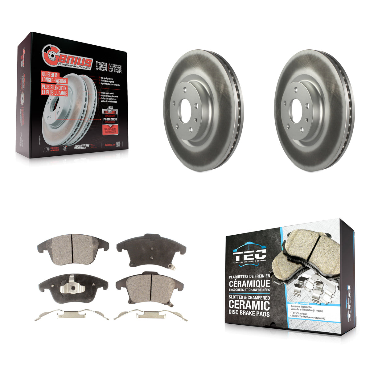 Front Coated Disc Brake Rotors And Ceramic Pads Kit For Ford Fusion Lincoln MKZ KGT-100128