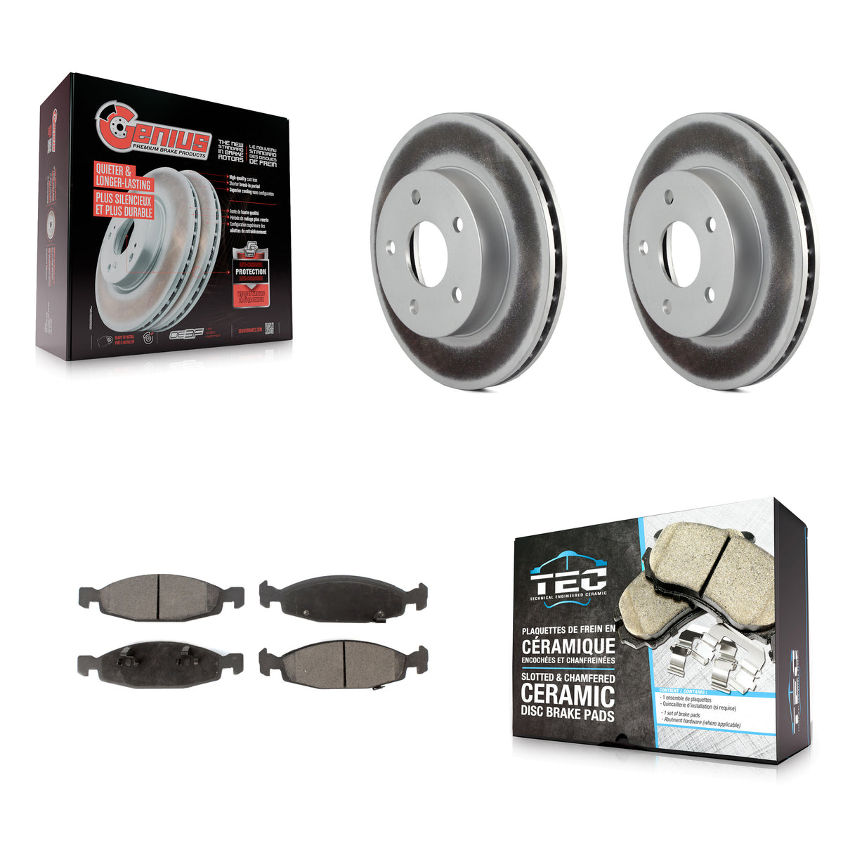 Front Coated Brake Rotor Ceramic Pad Kit For Jeep Grand Cherokee With Teves & ATE Caliper KGT-100141