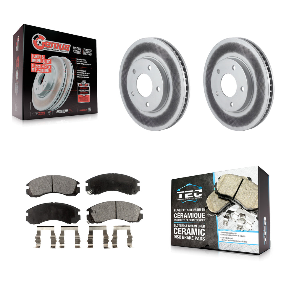 Front Coated Disc Brake Rotors And Ceramic Pads Kit For 2000 Mitsubishi Eclipse 3.0L KGT-100144