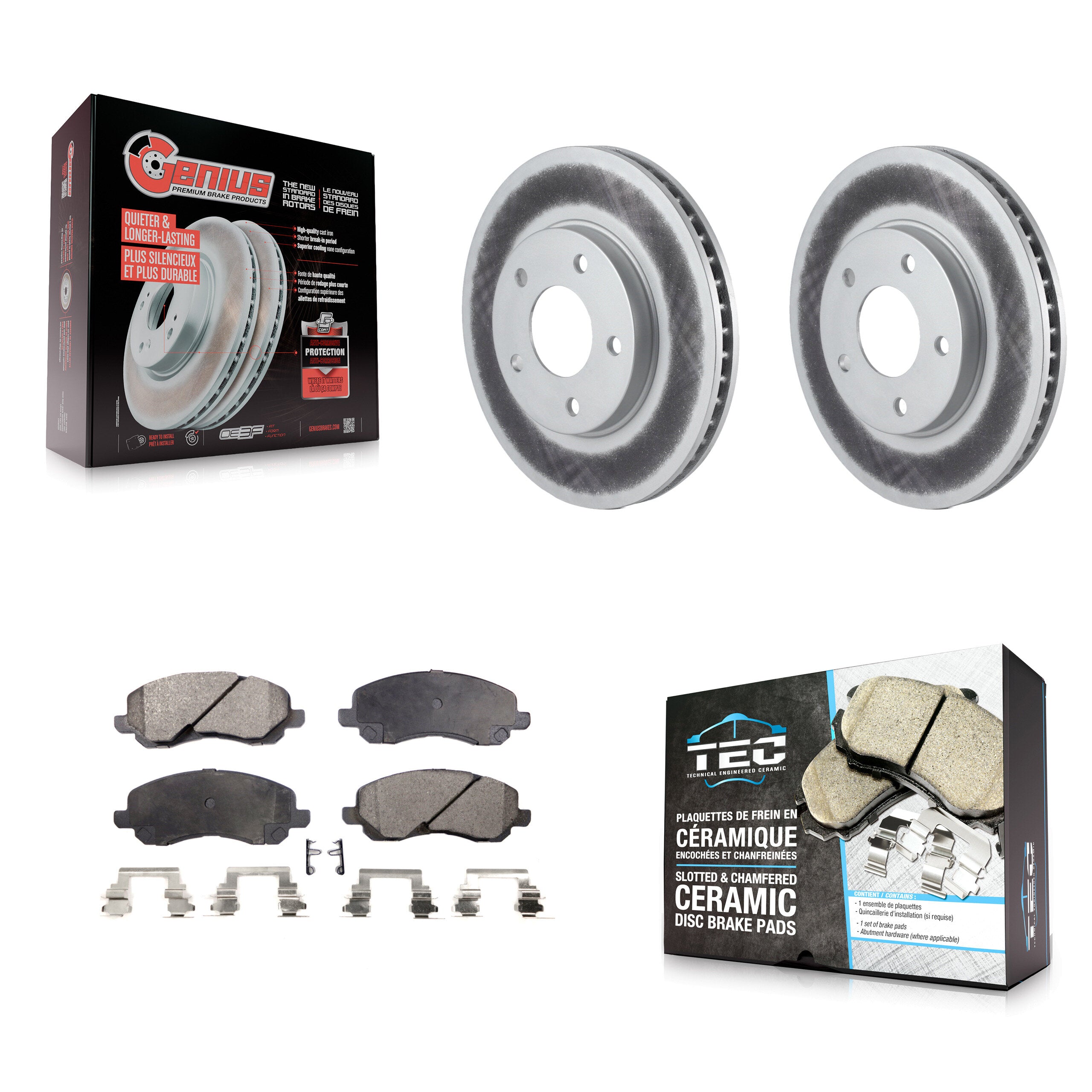 Front Coat Disc Brake Rotor Ceramic Pad Kit For Chrysler Sebring Mitsubishi Lancer Galant KGT-100145