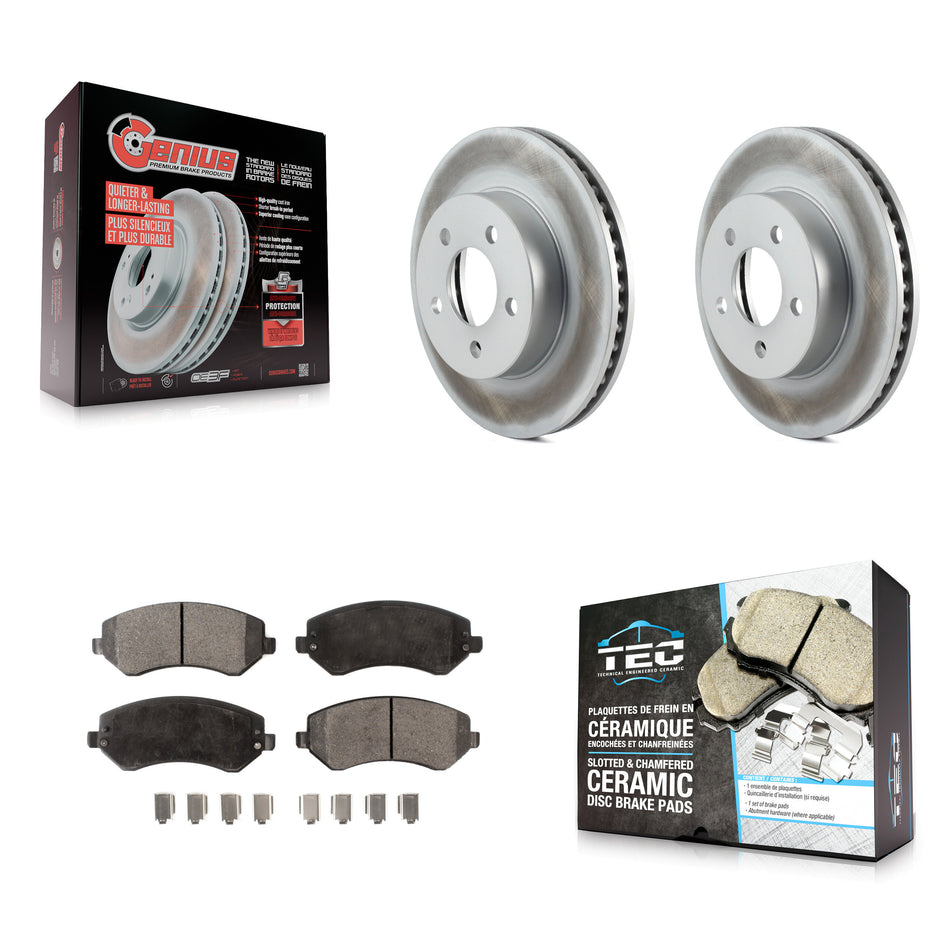 Front Coated Disc Brake Rotors And Ceramic Pads Kit For 2002-2007 Jeep Liberty KGT-100149