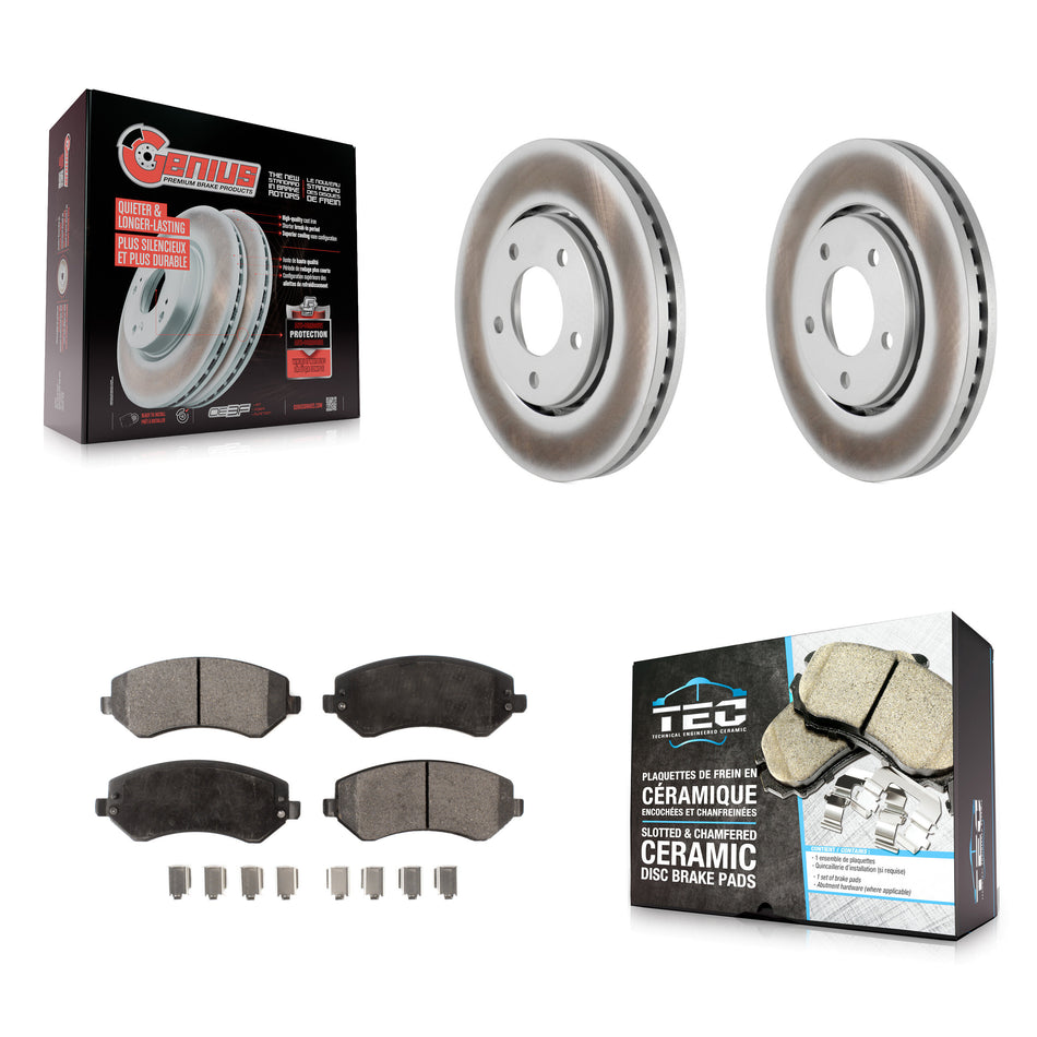 Front Coated Brake Rotors Ceramic Pad Kit For Dodge Caravan Grand Chrysler Town & Country KGT-100150