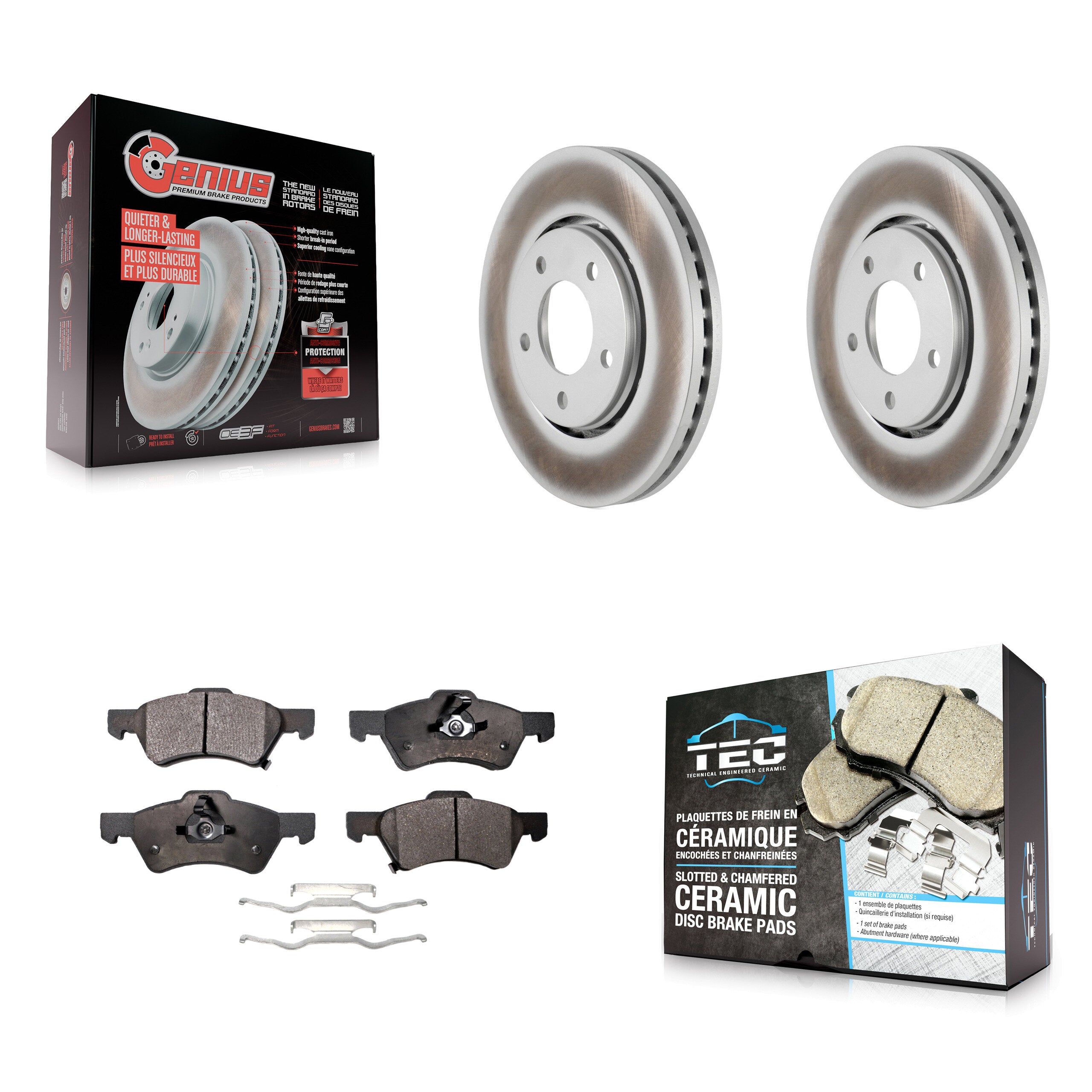Front Coated Disc Brake Rotors And Ceramic Pads Kit For Dodge Caravan Chrysler Voyager KGT-100151