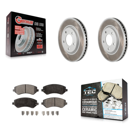 Front Coated Disc Brake Rotors & Ceramic Pad Kit For Dodge Grand Caravan Chrysler Voyager KGT-100152