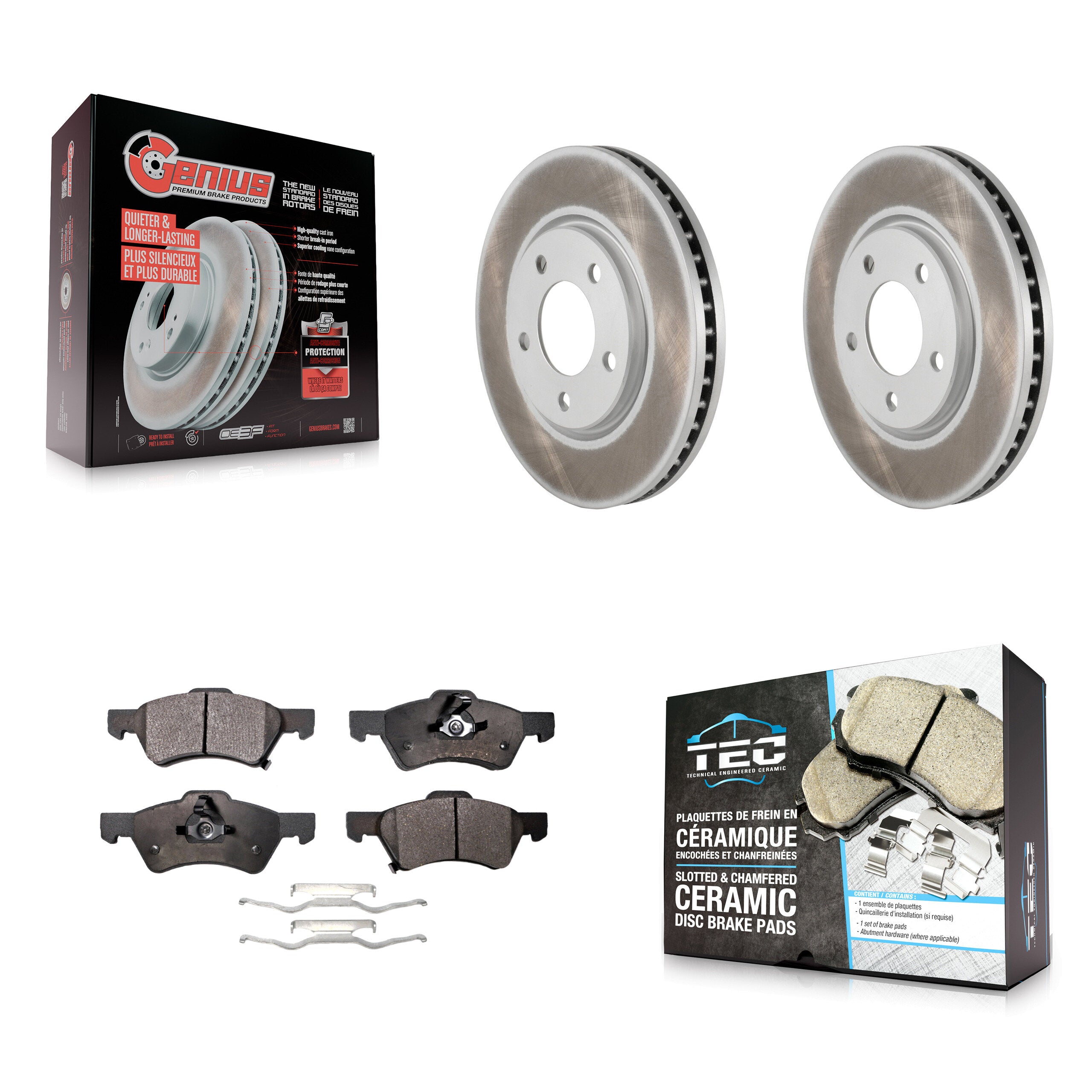 Front Coated Brake Rotors Ceramic Pad Kit For Dodge Grand Caravan Chrysler Town & Country KGT-100153