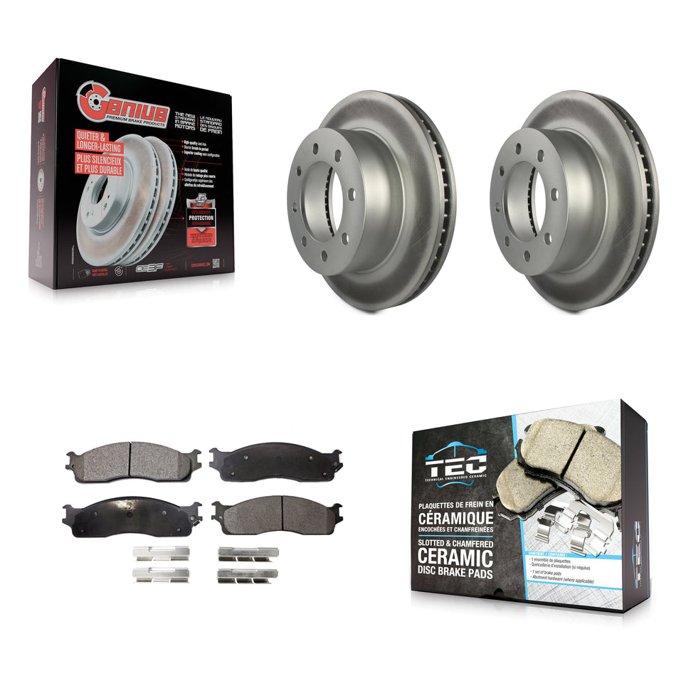 Front Coated Disc Brake Rotors And Ceramic Pads Kit For Dodge Ram 1500 3500 2500 KGT-100156