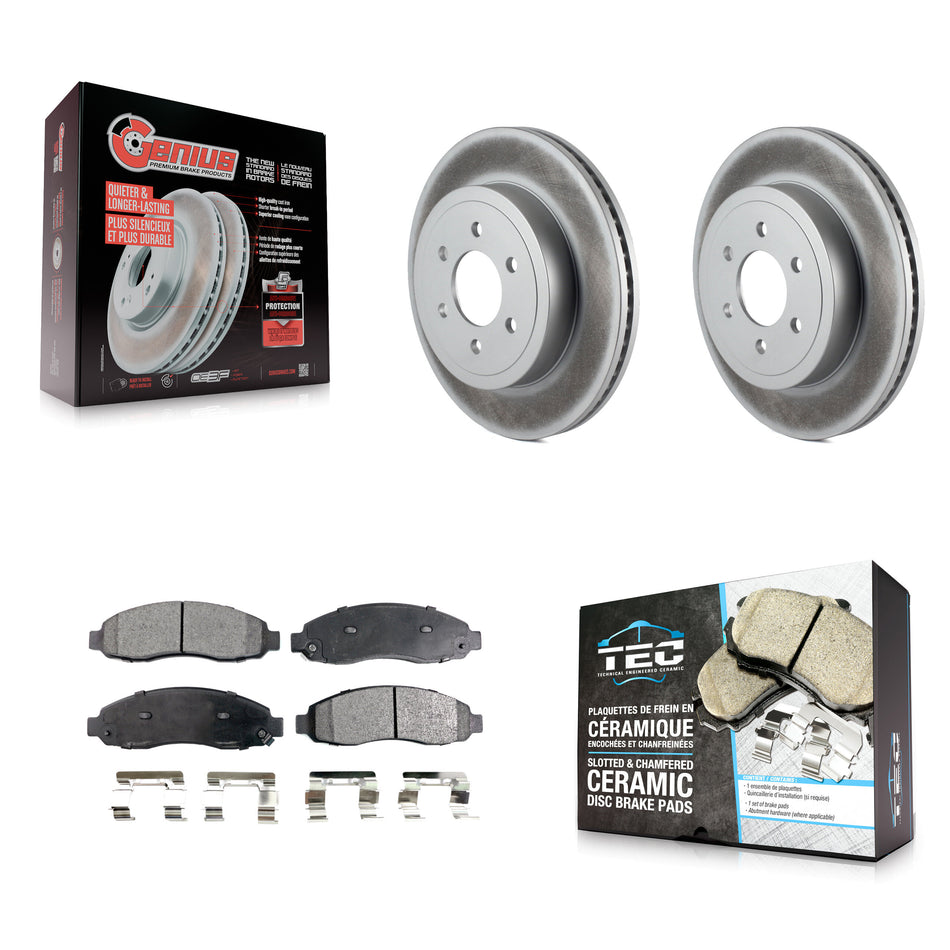 Front Coated Disc Brake Rotors And Ceramic Pads Kit For 2003-2004 Dodge Dakota KGT-100157