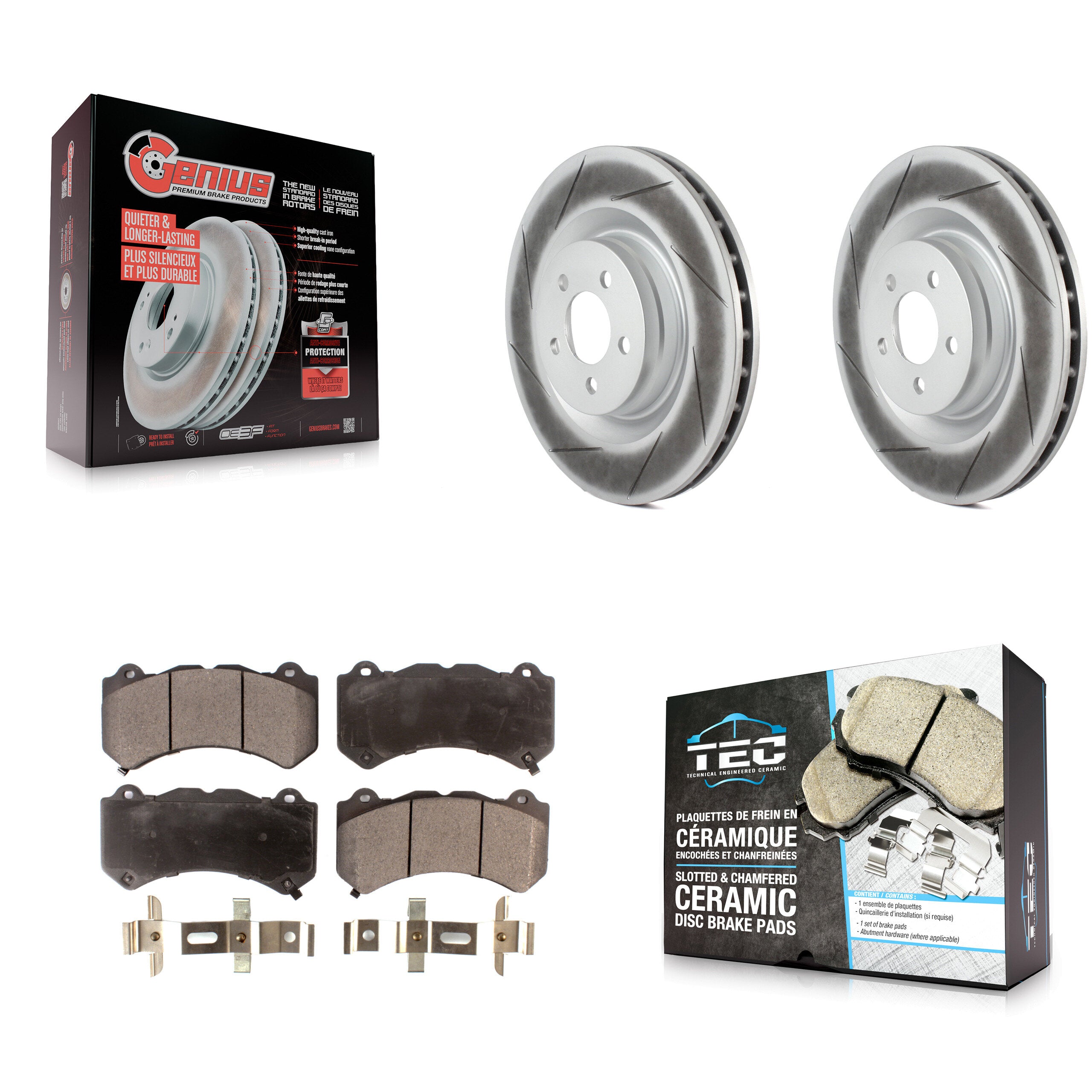 Front Coated Disc Brake Rotors And Ceramic Pads Kit For Dodge Challenger Charger KGT-100165