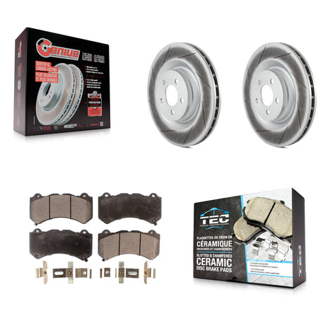 Front Coated Disc Brake Rotors And Ceramic Pads Kit For Dodge Challenger Charger KGT-100165