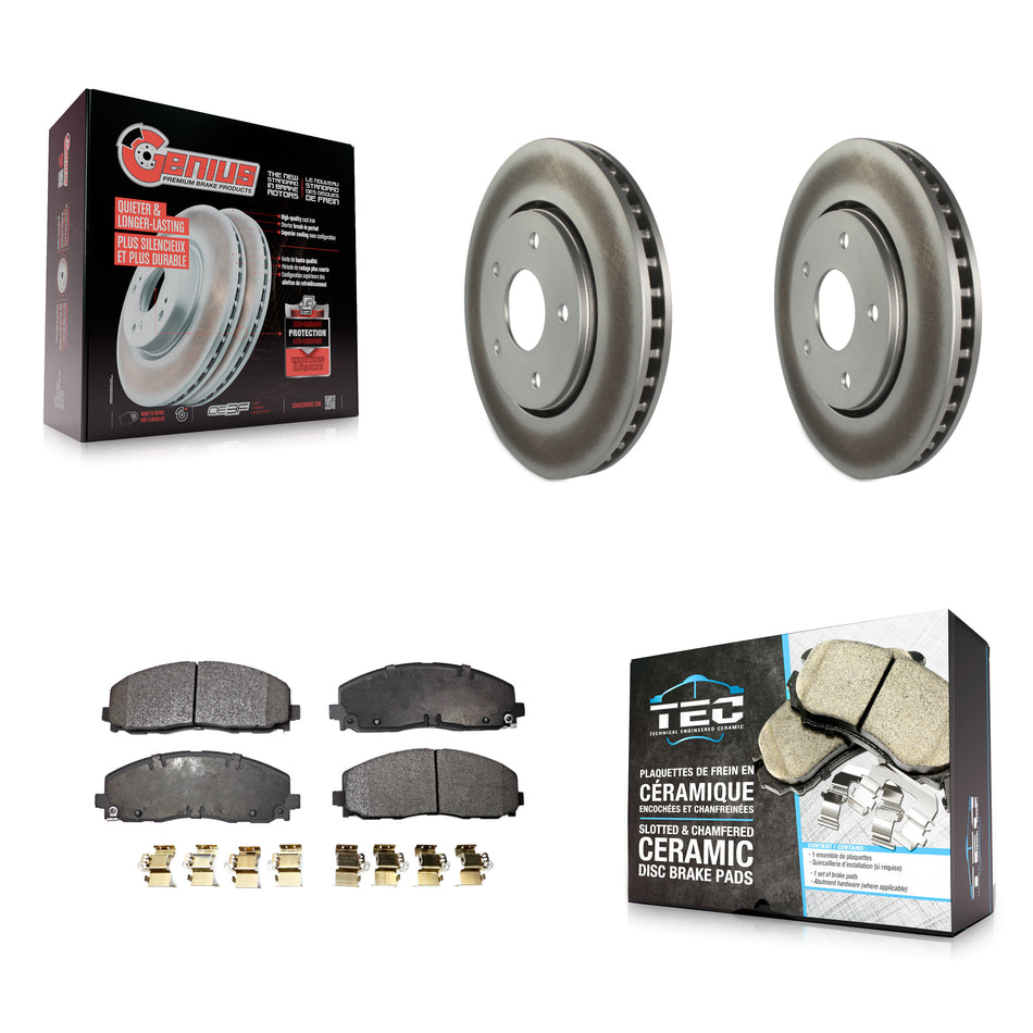 Front Coated Disc Brake Rotors And Ceramic Pads Kit For Dodge Grand Caravan KGT-100172