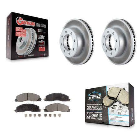 Front Coated Disc Brake Rotors And Ceramic Pads Kit For Ram 3500 2500 1500 Dodge KGT-100175