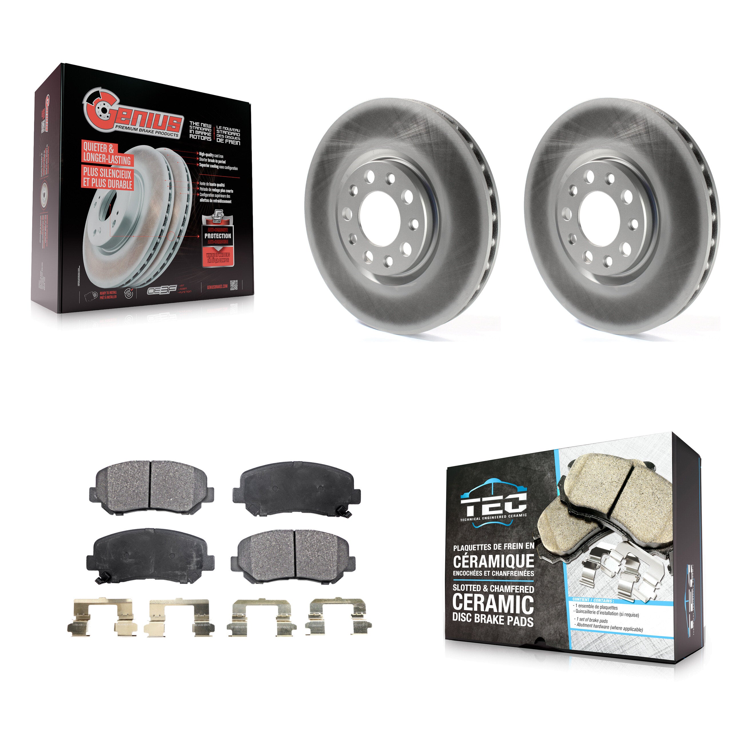 Front Coated Disc Brake Rotors And Ceramic Pads Kit For Chrysler 200 Dodge Dart KGT-100182