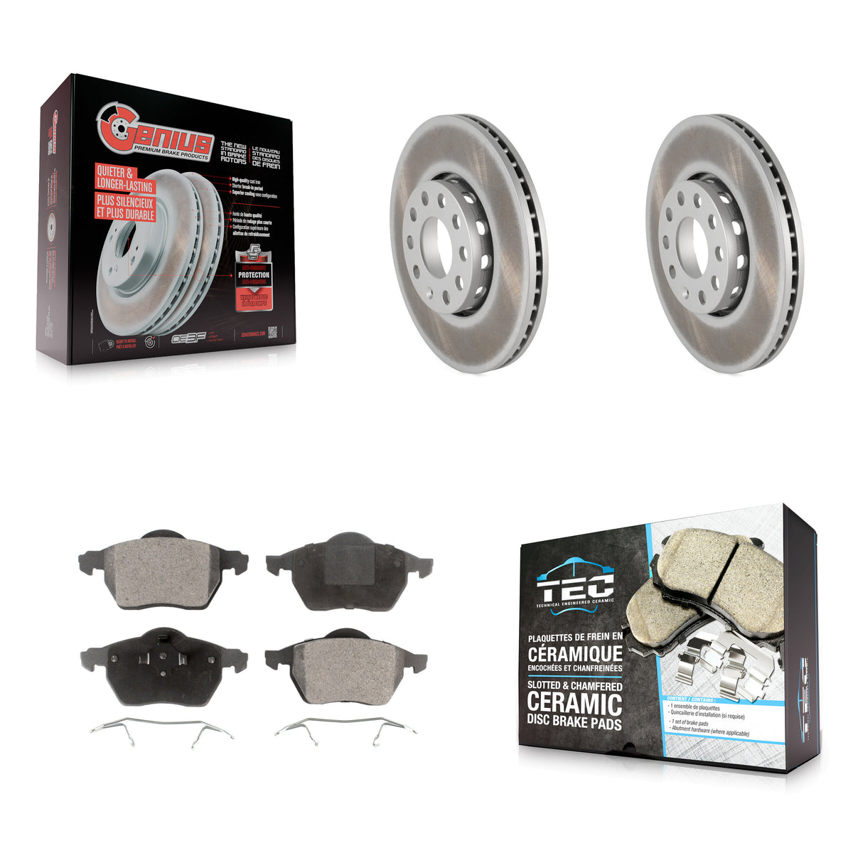 Front Coated Disc Brake Rotors & Ceramic Pad Kit For Audi A4 Quattro Volkswagen Passat A6 KGT-100205