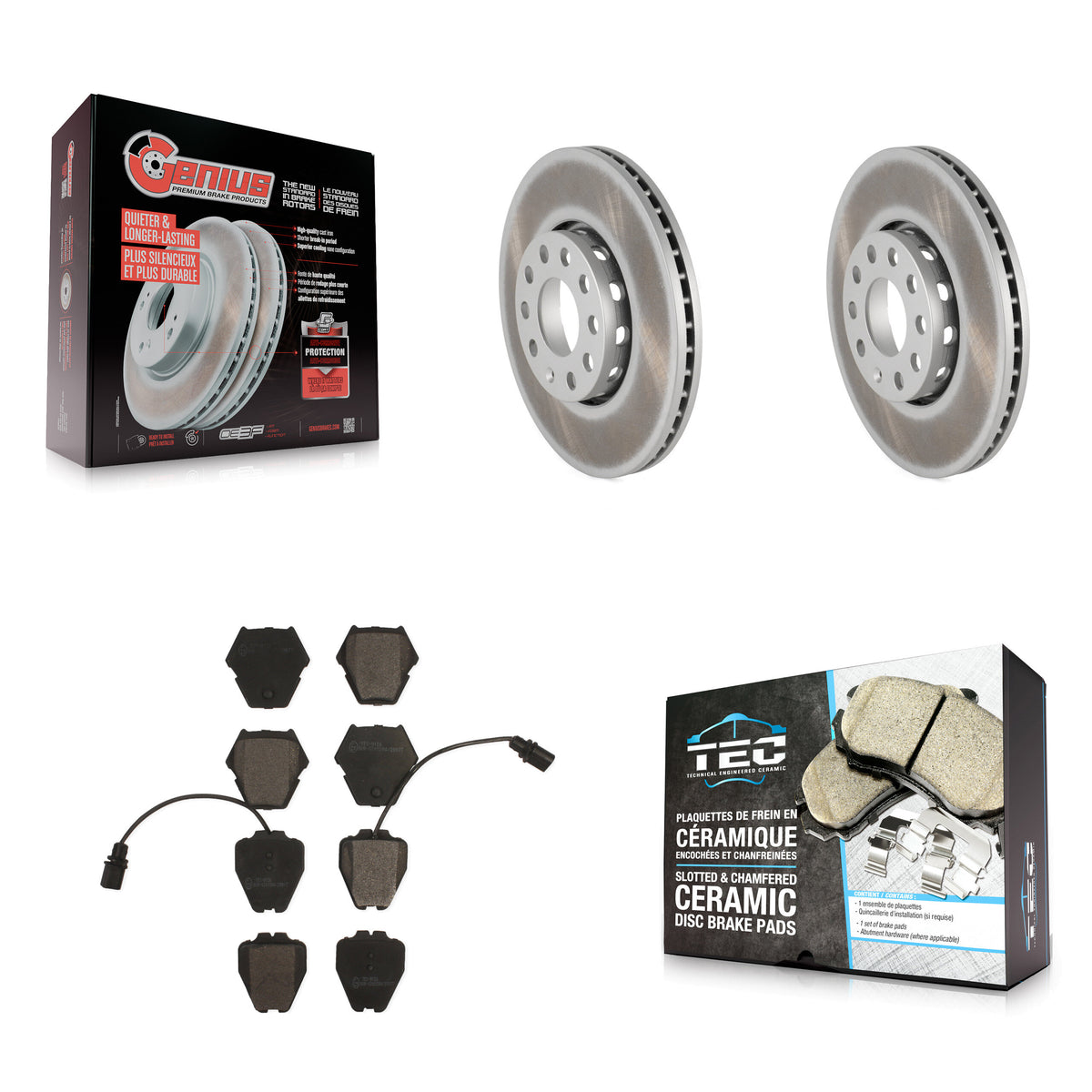 Front Coated Disc Brake Rotors And Ceramic Pads Kit For Volkswagen Passat Audi A4 Quattro KGT-100207