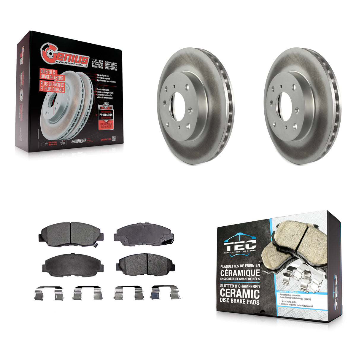 Front Coated Disc Brake Rotors Ceramic Pad Kit For 1998-2002 Honda Accord Sedan with 2.3L KGT-100213
