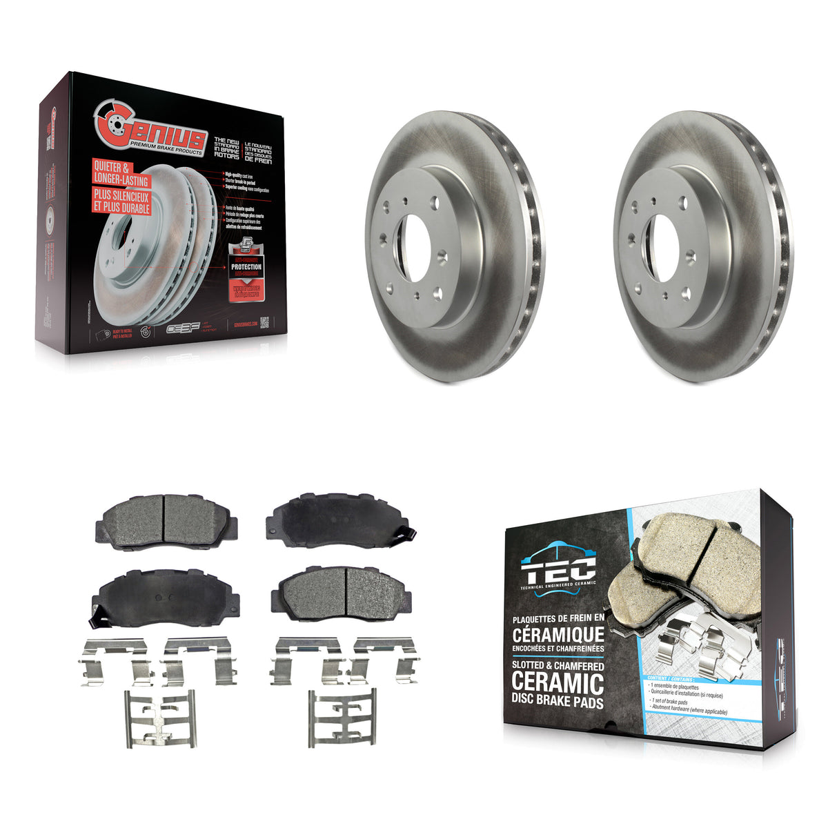 Front Coated Disc Brake Rotors And Ceramic Pads Kit For 1993-1994 Honda Prelude VTEC KGT-100214