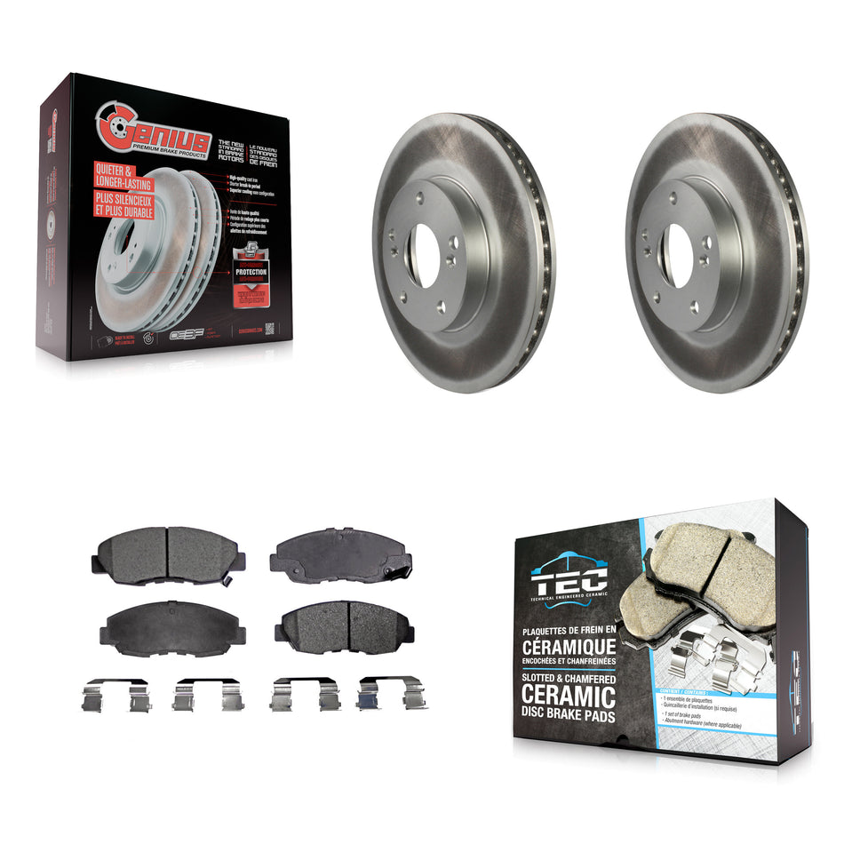 Front Coated Disc Brake Rotors And Ceramic Pads Kit For 2011 Honda Civic GX KGT-100216