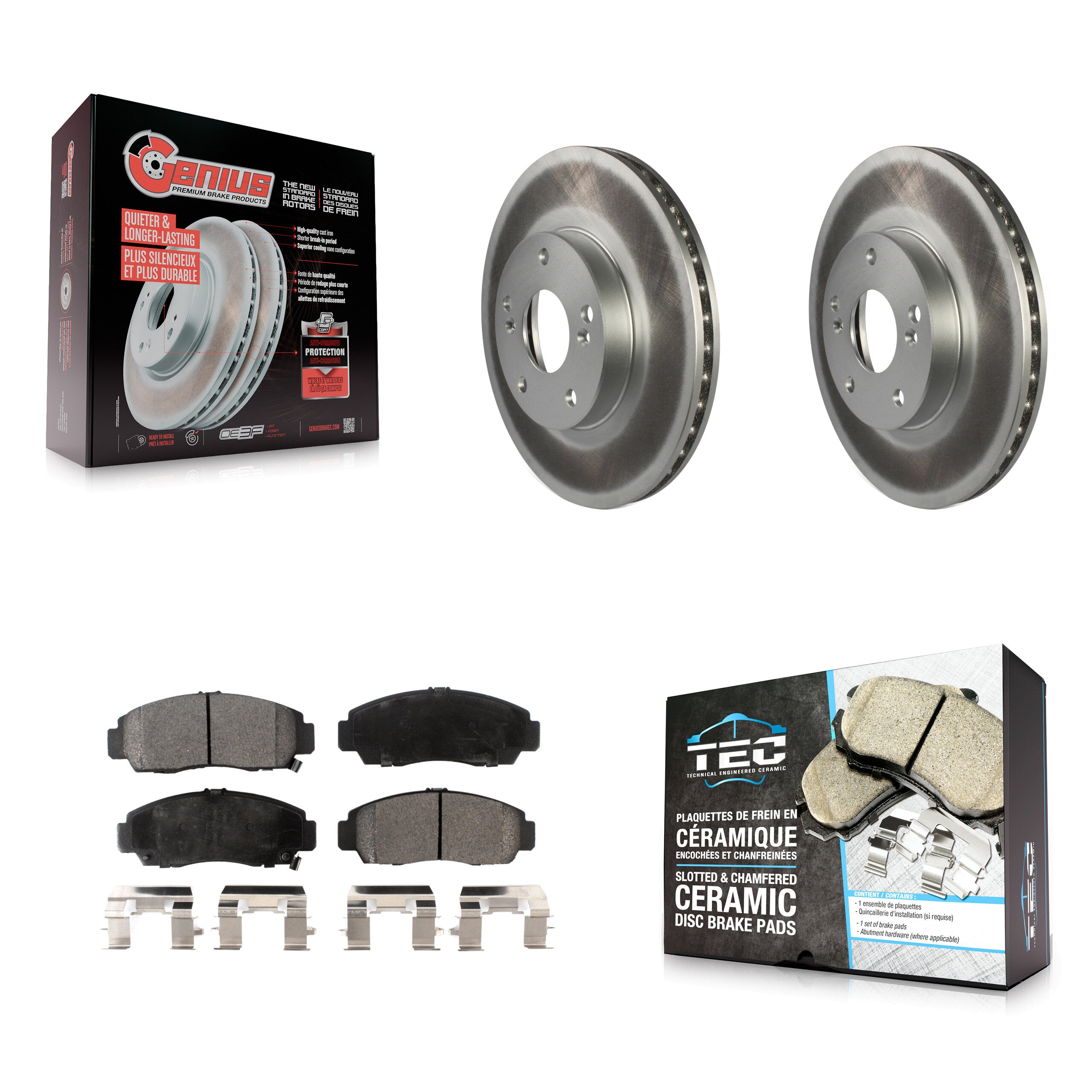 Front Coated Brake Rotor Ceramic Pad Kit For Honda Accord With 282mm Diameter KGT-100218