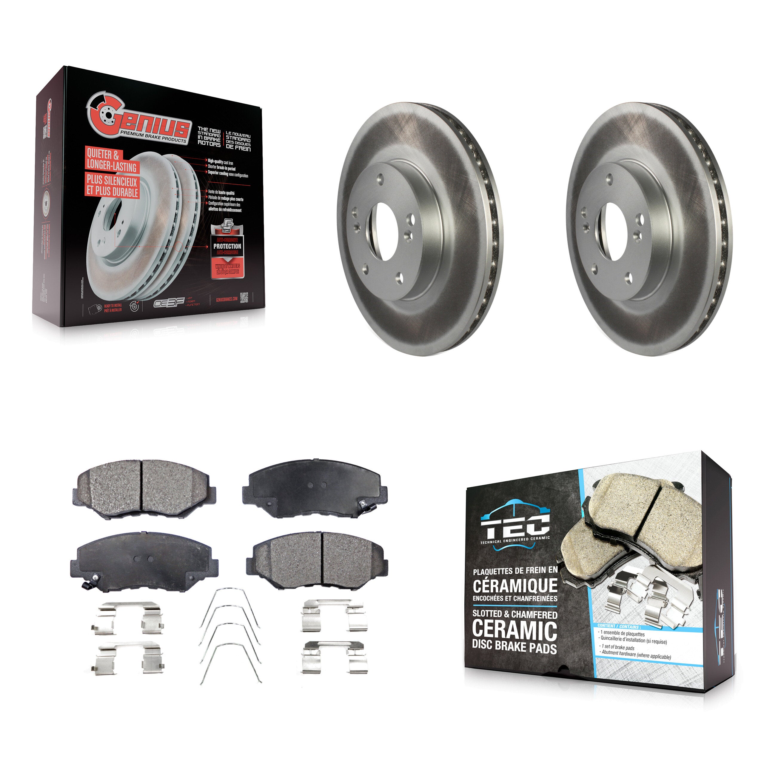 Front Coat Brake Rotors Ceramic Pad Kit For Honda Accord Civic Fit Element Acura ILX CR-Z KGT-100219