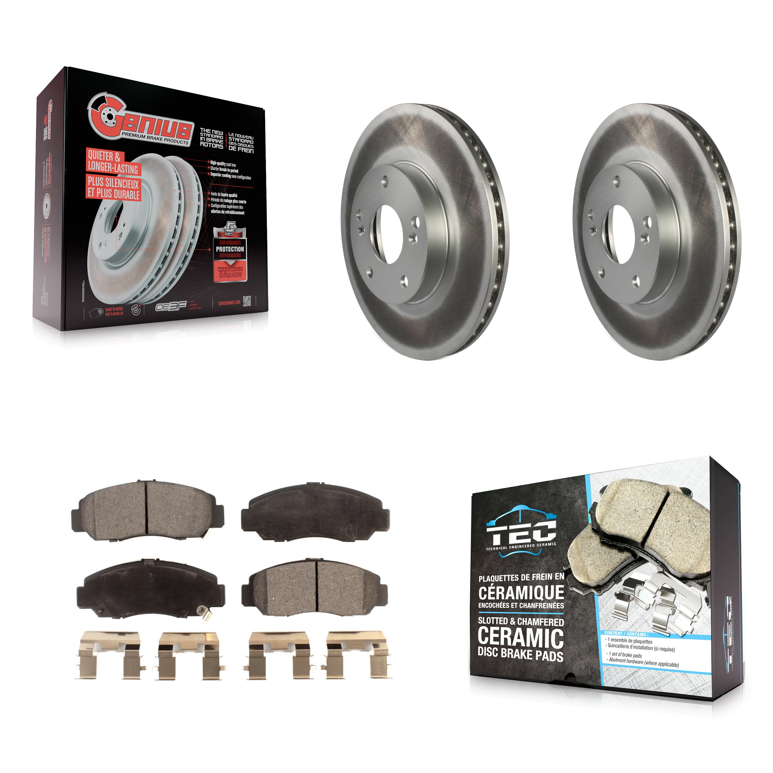 Front Coated Disc Brake Rotors And Ceramic Pads Kit For Honda Civic Accord Acura CSX KGT-100220