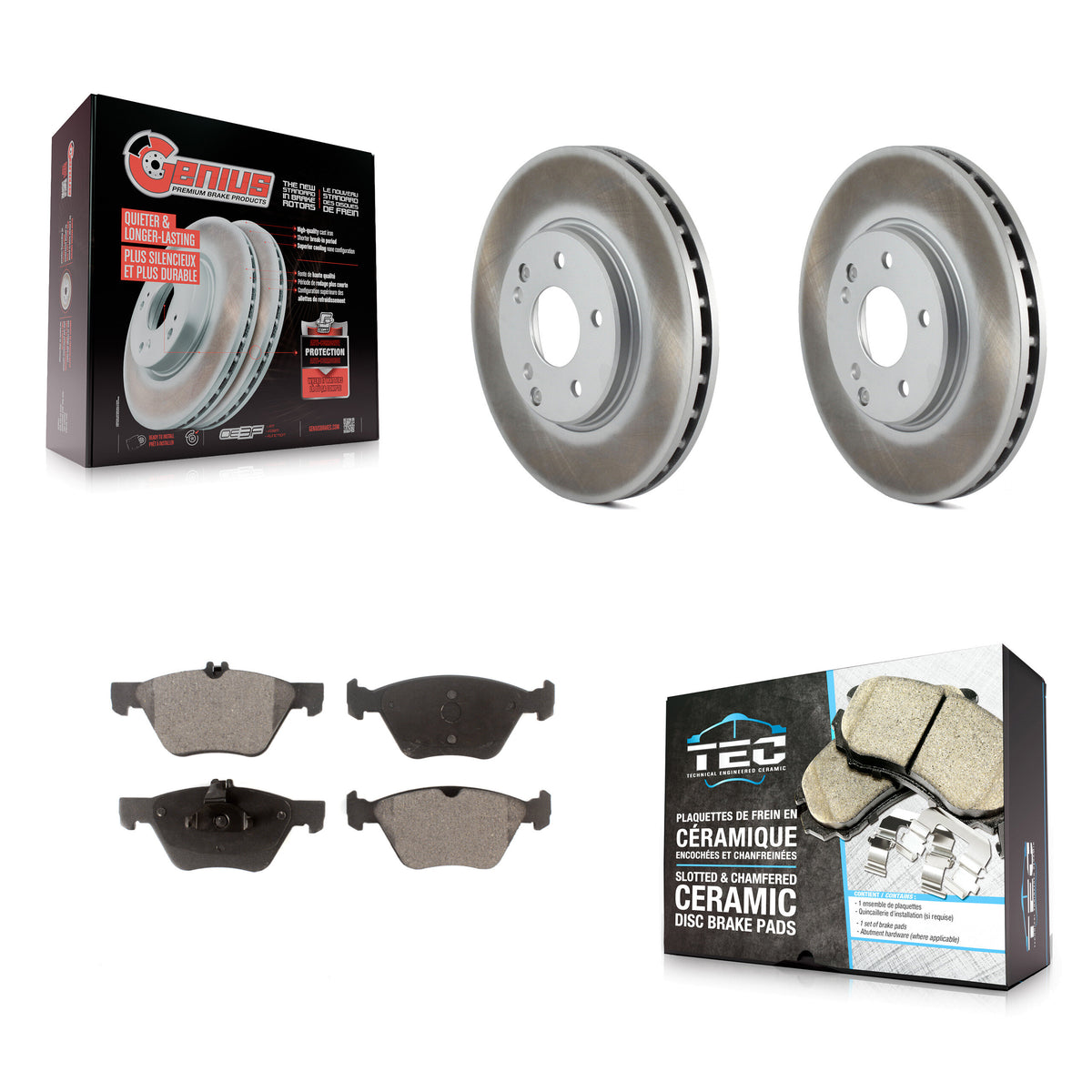 Front Coated Brake Rotor Ceramic Pad Kit For Mercedes-Benz E320 Chrysler Crossfire CLK320 KGT-100222