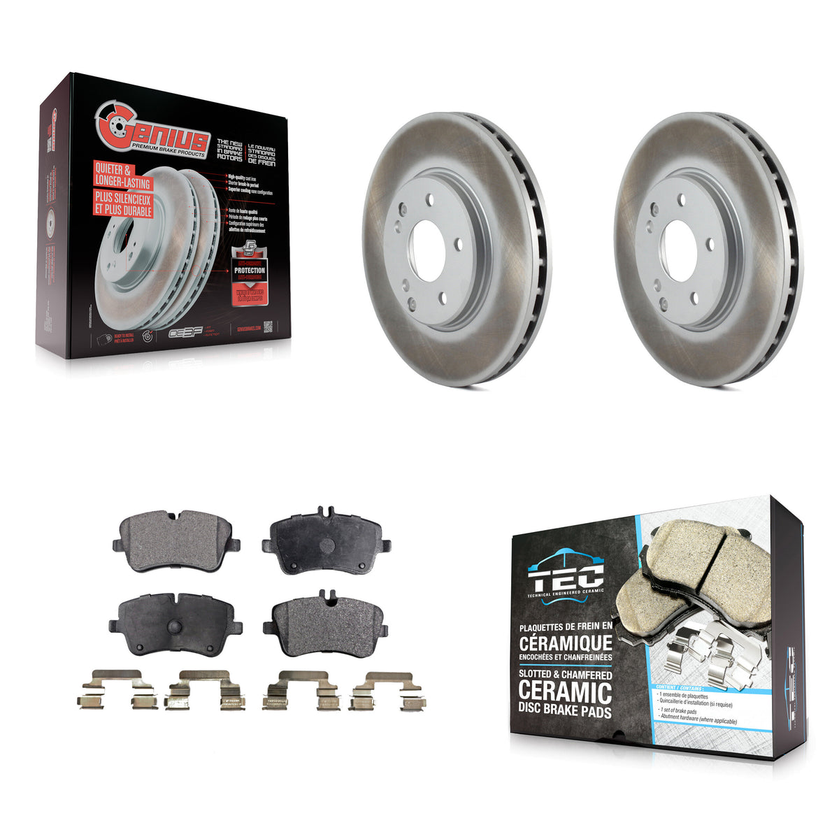 Front Coated Brake Rotor & Ceramic Pad Kit For Mercedes-Benz C280 C240 CLK350 CLK320 C320 KGT-100223