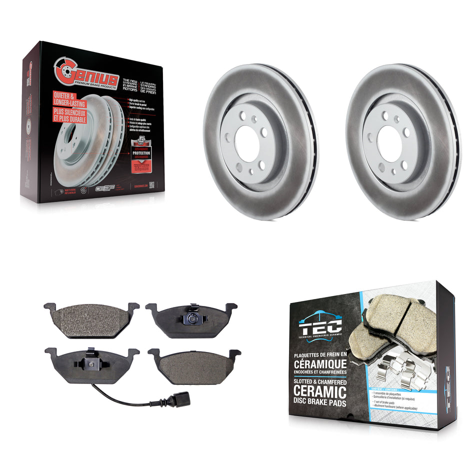 Front Coated Disc Brake Rotors And Ceramic Pads Kit For Volkswagen Jetta Golf Beetle City KGT-100224