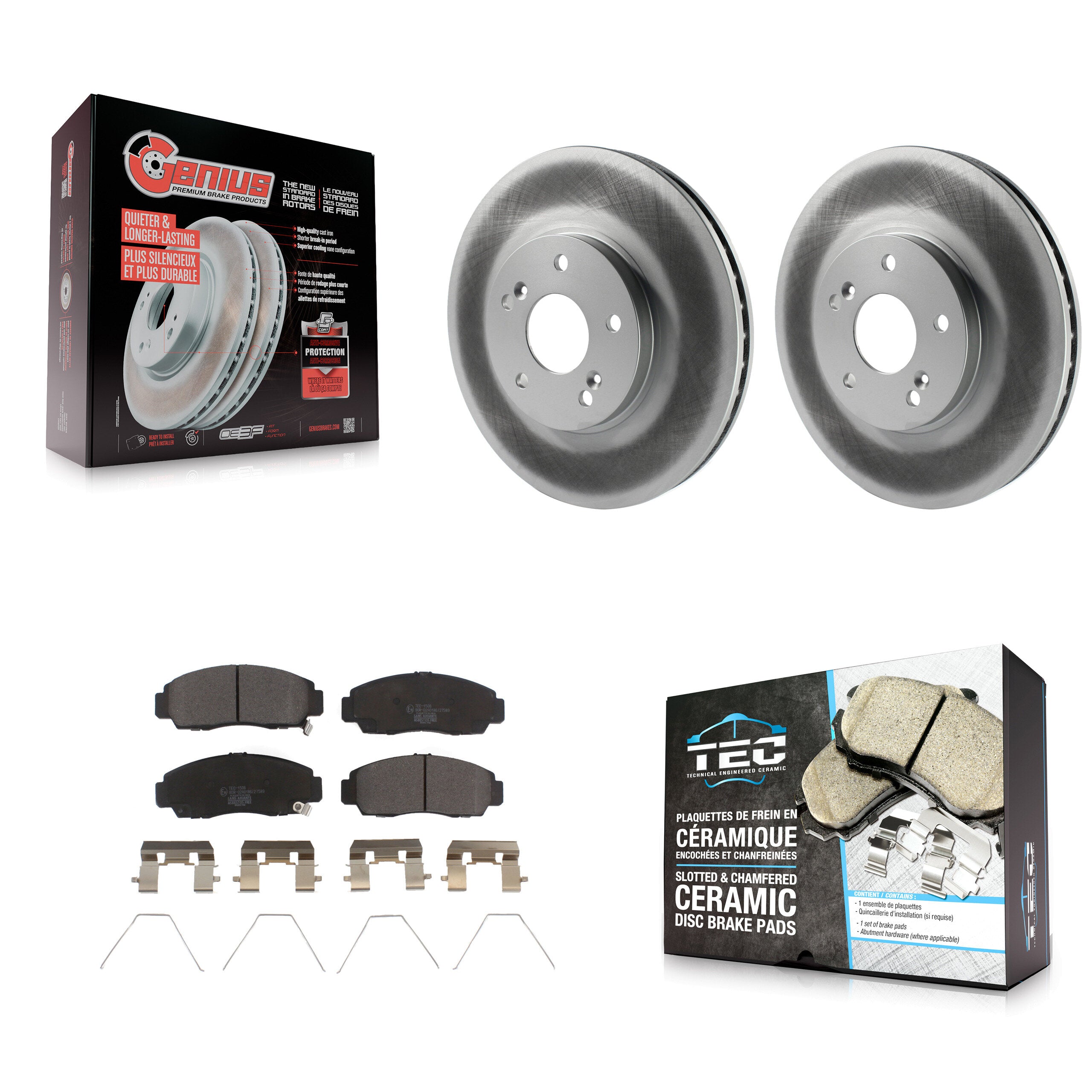 Front Coated Disc Brake Rotors And Ceramic Pads Kit For Honda Accord Acura TSX KGT-100226