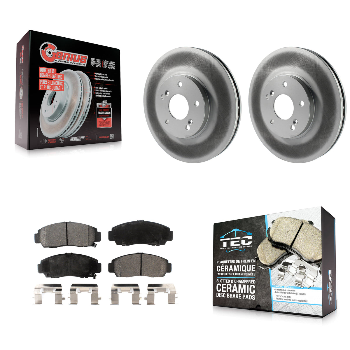 Front Coated Disc Brake Rotors And Ceramic Pads Kit For Honda Accord Acura TSX TL CL KGT-100227