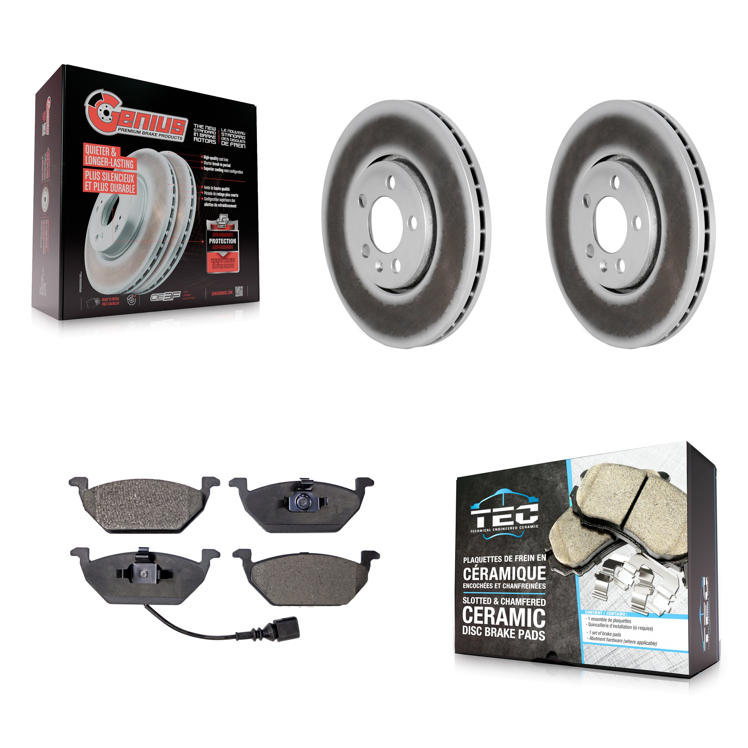 Front Coated Disc Brake Rotors And Ceramic Pads Kit For 2000-2001 Volkswagen Golf 2.0L KGT-100232