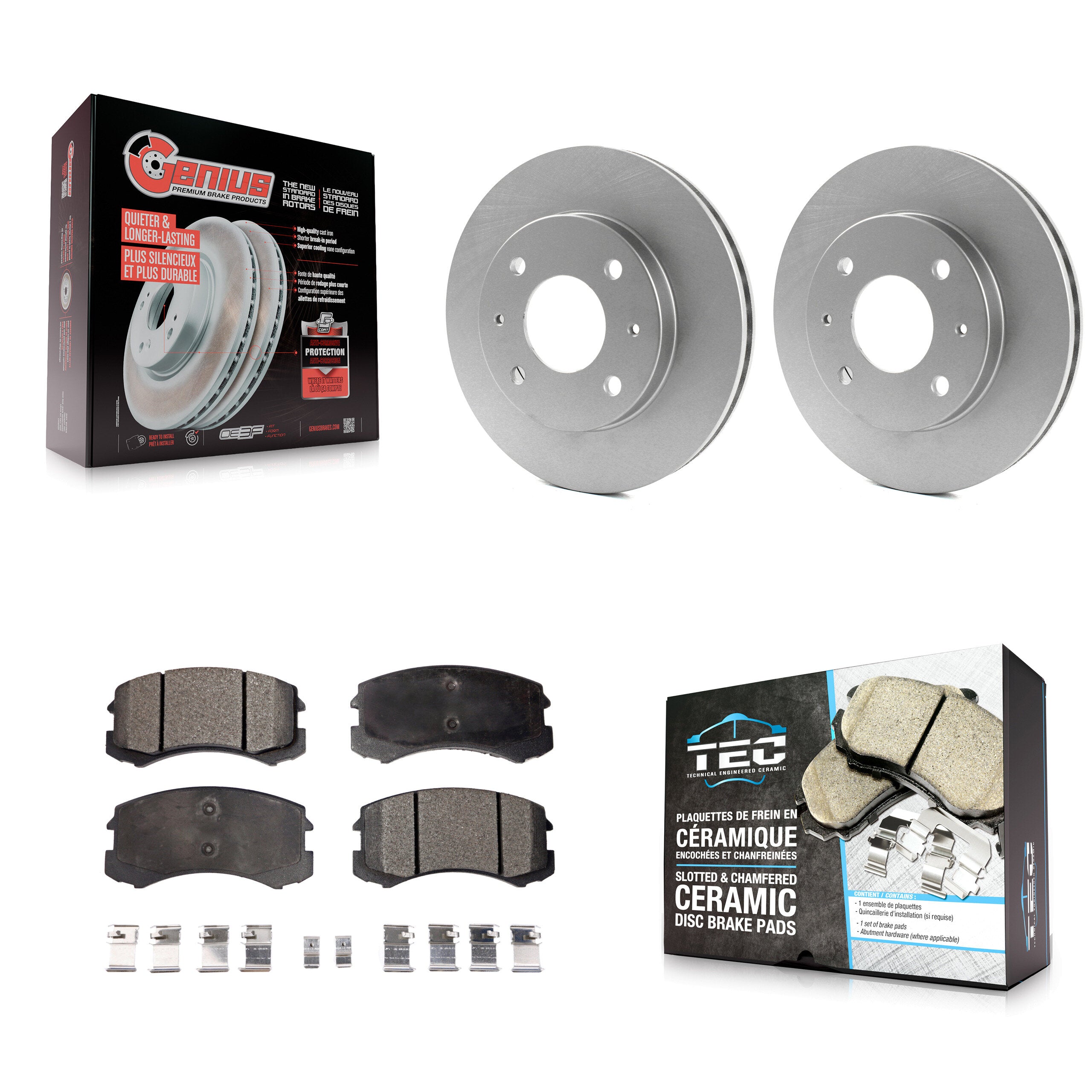 Front Coated Disc Brake Rotors And Ceramic Pads Kit For Mitsubishi Lancer KGT-100234