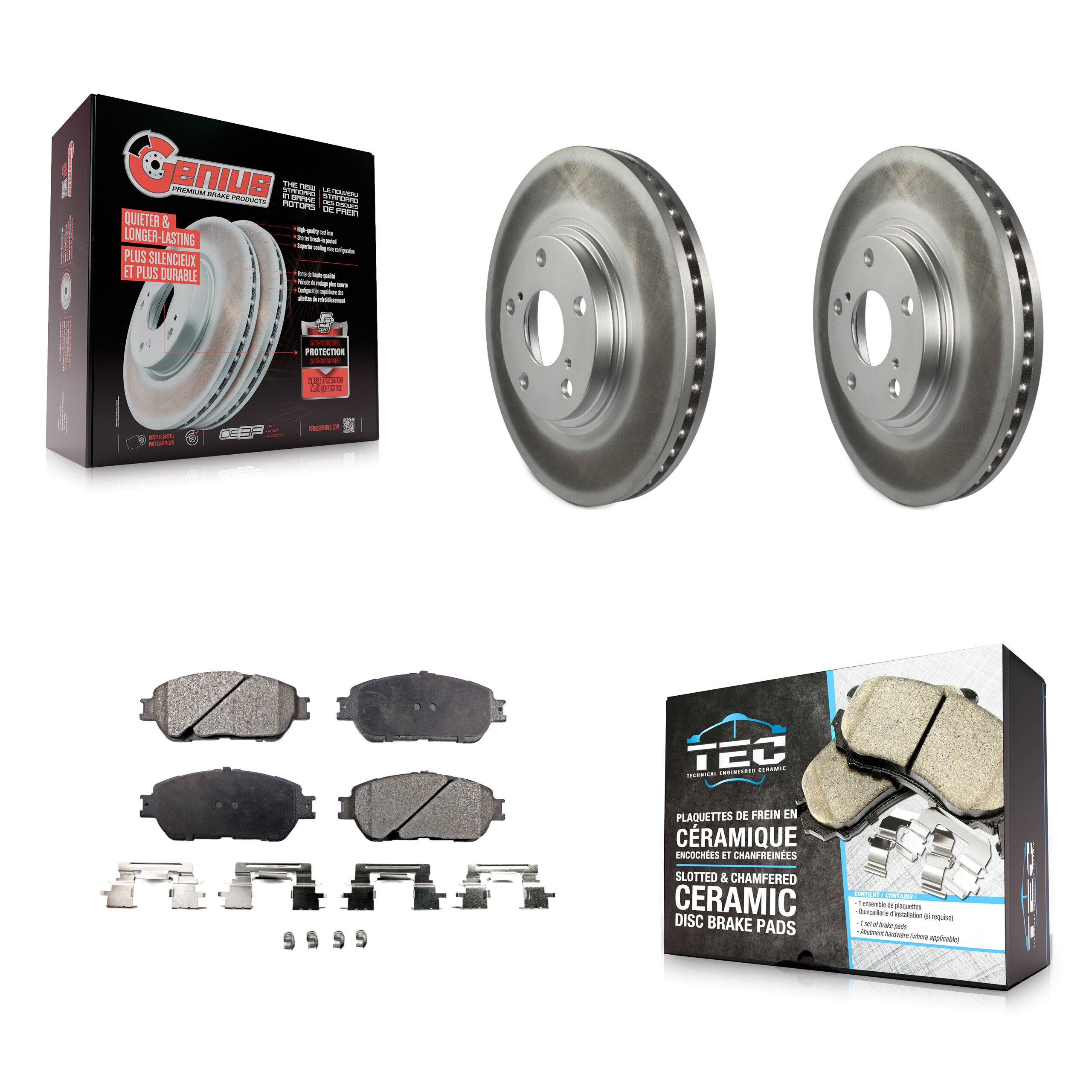 Front Coated Disc Brake Rotors And Ceramic Pads Kit For 2004-2006 Lexus ES330 KGT-100238