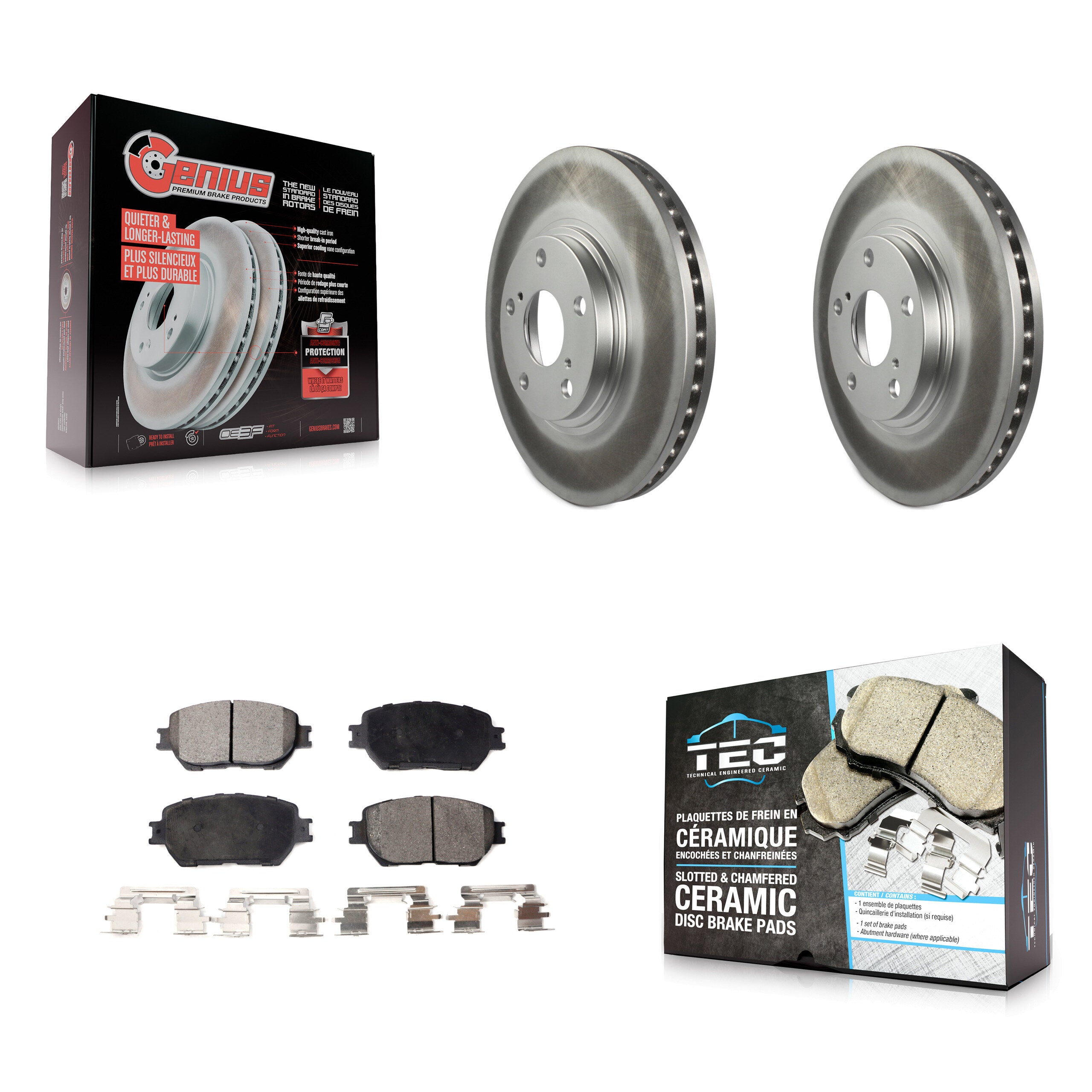 Front Coated Disc Brake Rotors And Ceramic Pads Kit For Toyota Camry KGT-100239