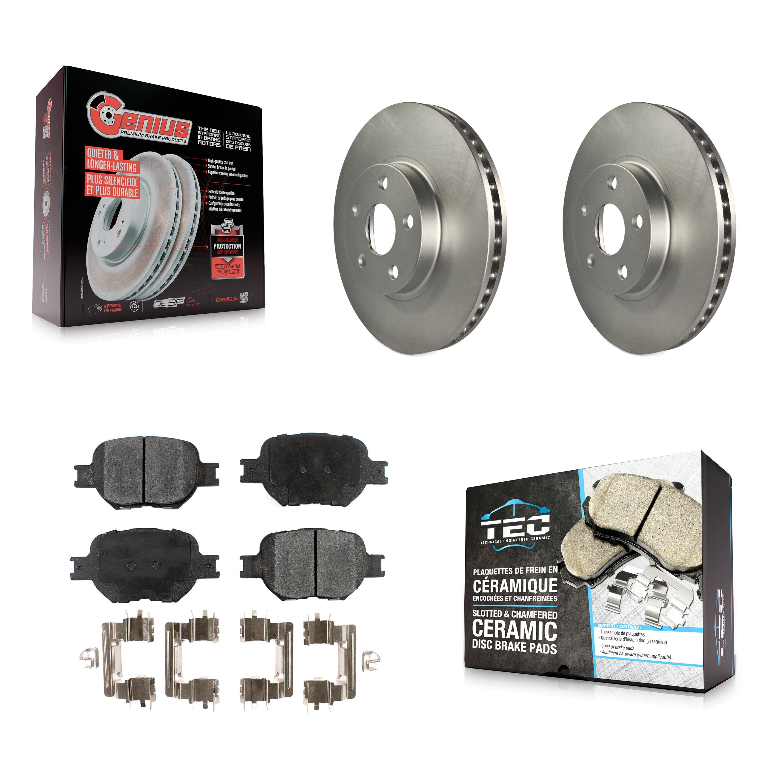 Front Coated Disc Brake Rotors And Ceramic Pads Kit For Toyota Celica Scion tC KGT-100243