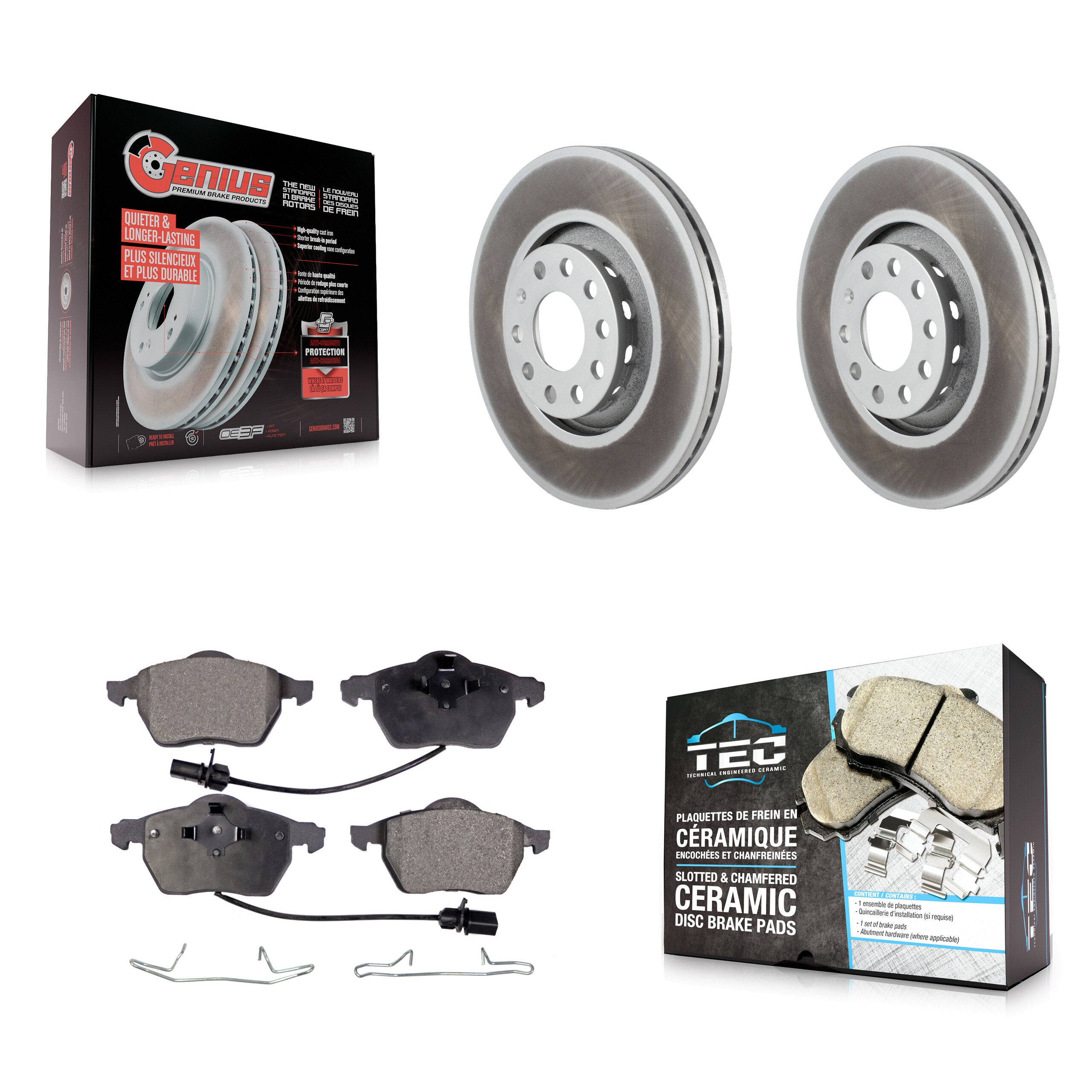 Front Coated Disc Brake Rotors And Ceramic Pads Kit For Audi A4 Quattro A6 S6 S4 KGT-100251