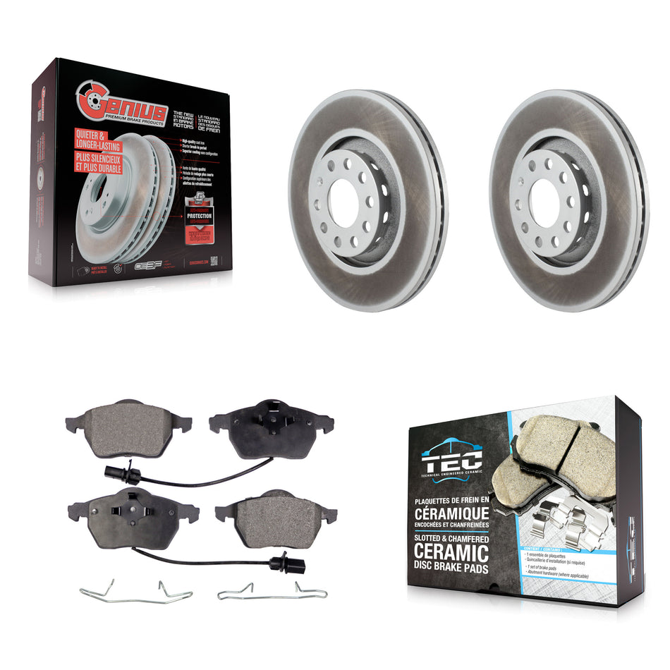 Front Coated Disc Brake Rotors And Ceramic Pads Kit For Audi A4 Quattro A6 S6 S4 KGT-100251