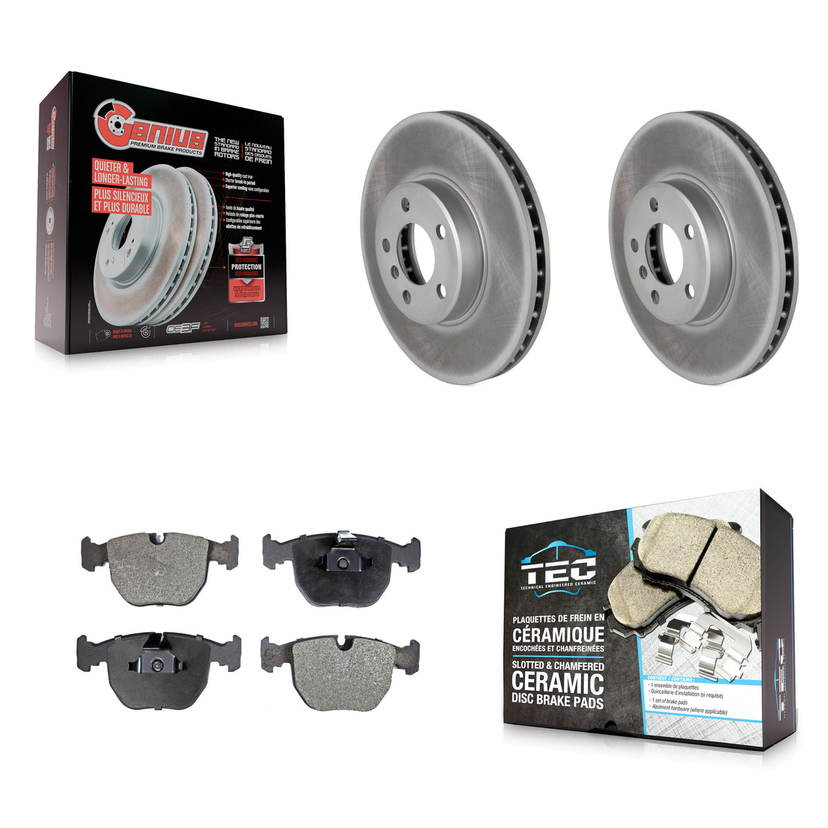 Front Coated Disc Brake Rotors And Ceramic Pads Kit For BMW X5 KGT-100254