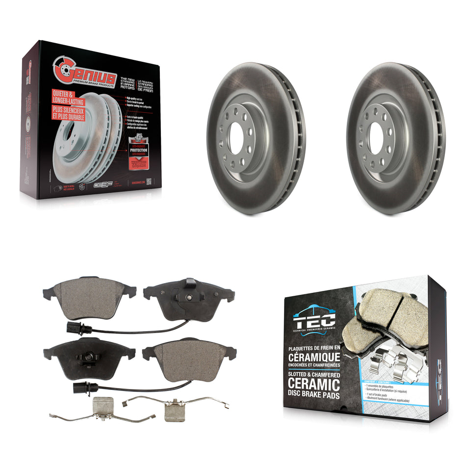Front Coated Disc Brake Rotors And Ceramic Pads Kit For Audi A4 Quattro KGT-100255