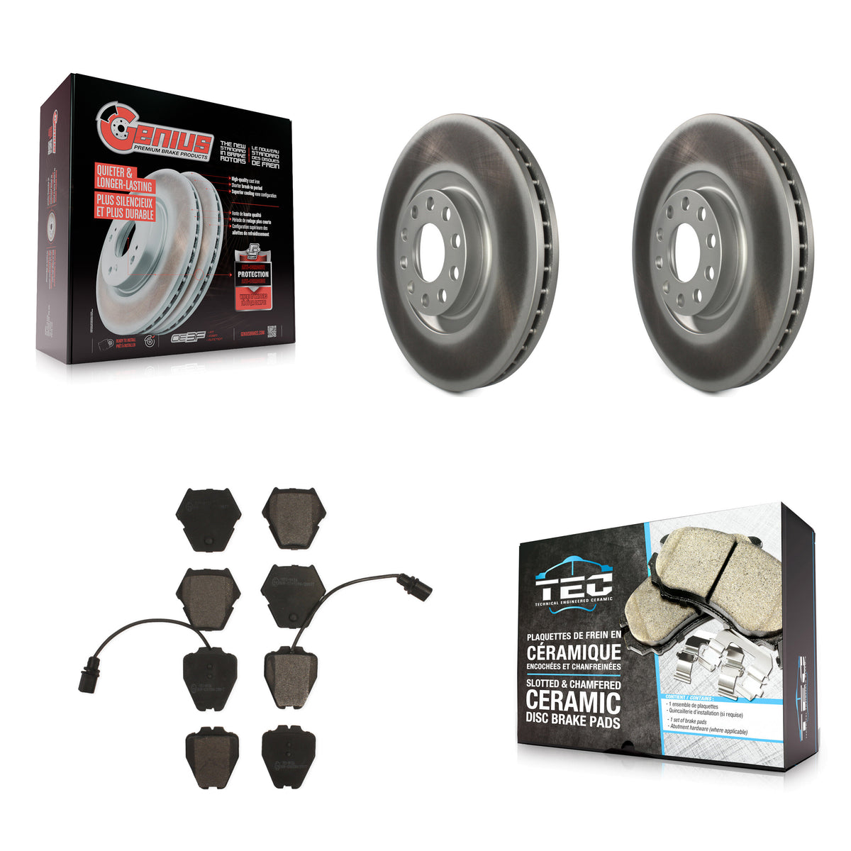 Front Coated Disc Brake Rotors And Ceramic Pads Kit For Audi A4 Quattro S4 A6 S6 KGT-100258