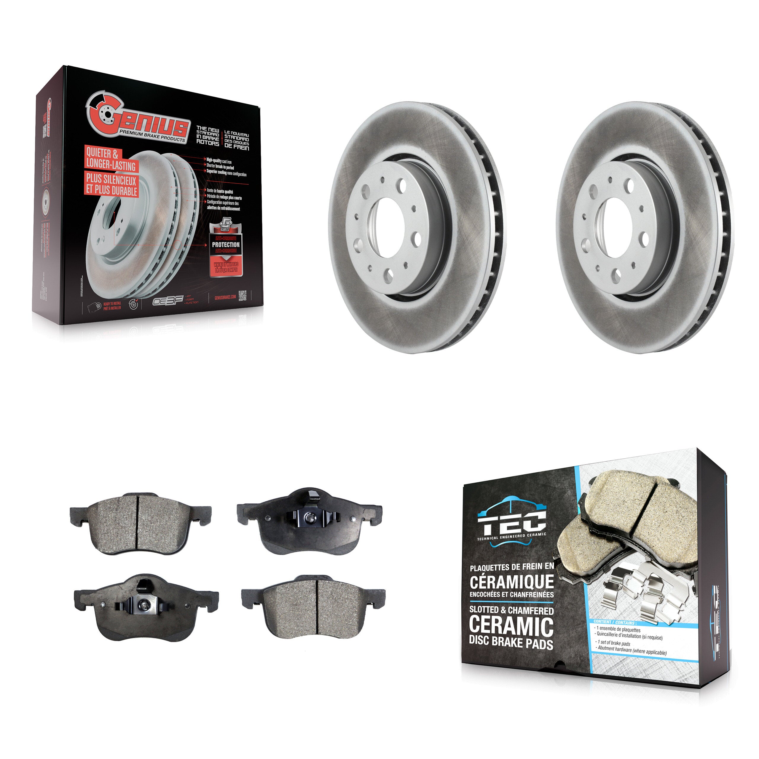 Front Coated Disc Brake Rotors And Ceramic Pads Kit For Volvo S60 XC70 V70 S80 KGT-100264
