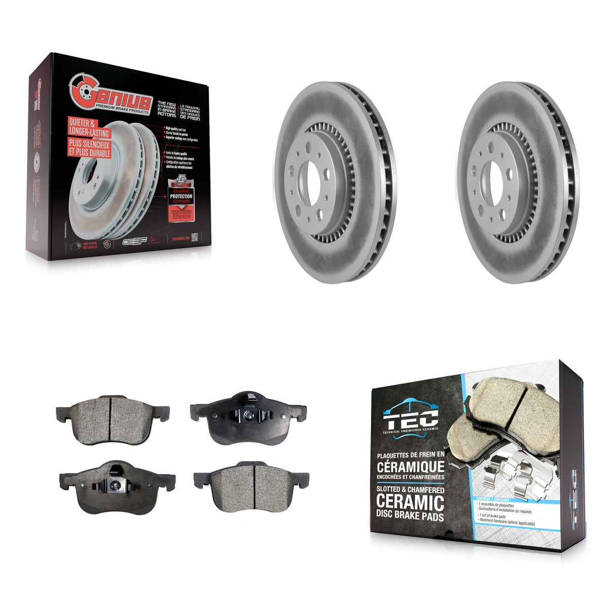 Front Coated Disc Brake Rotors And Ceramic Pads Kit For Volvo S60 XC70 V70 S80 KGT-100266