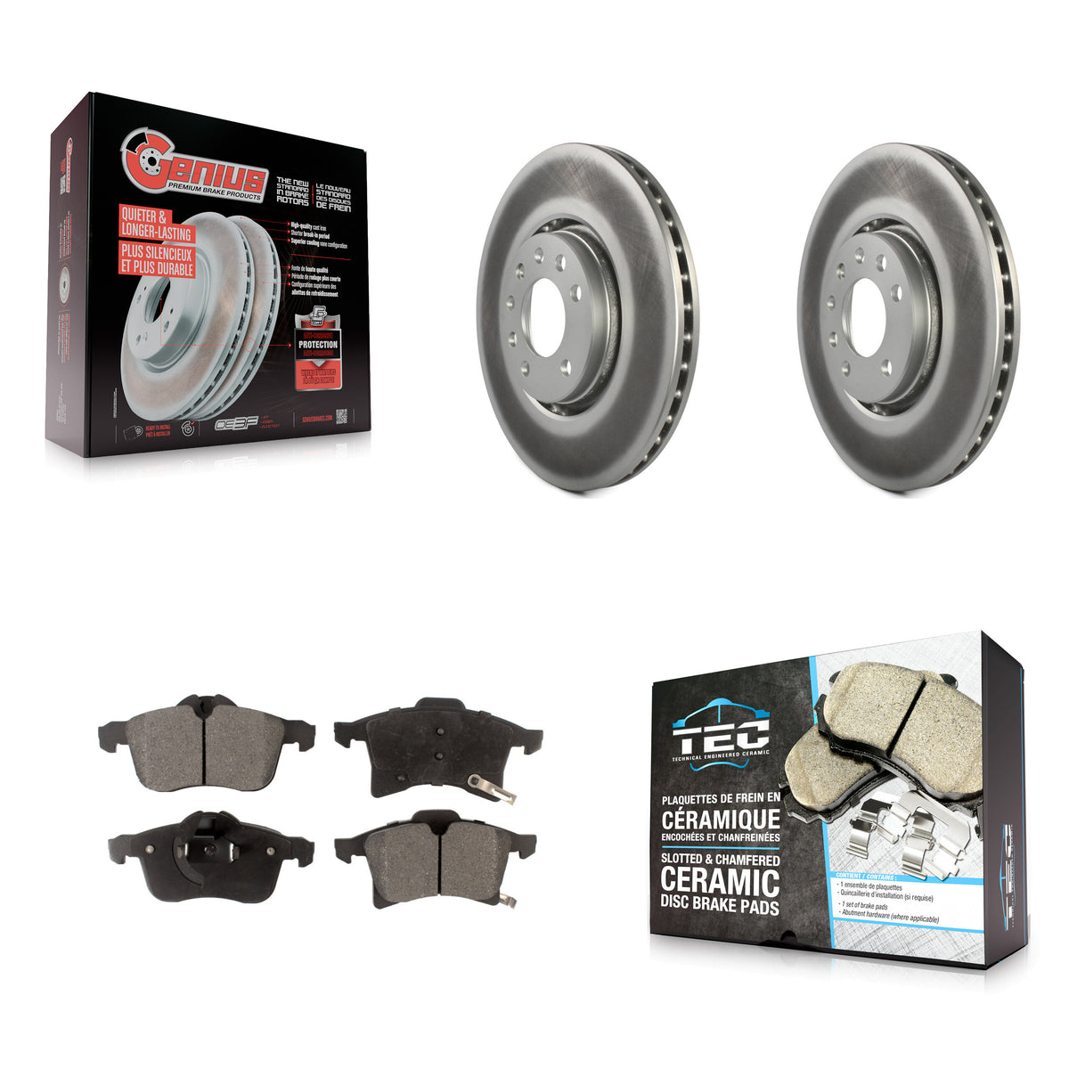 Front Coated Disc Brake Rotors And Ceramic Pads Kit For 2008-2009 Saturn Astra KGT-100267